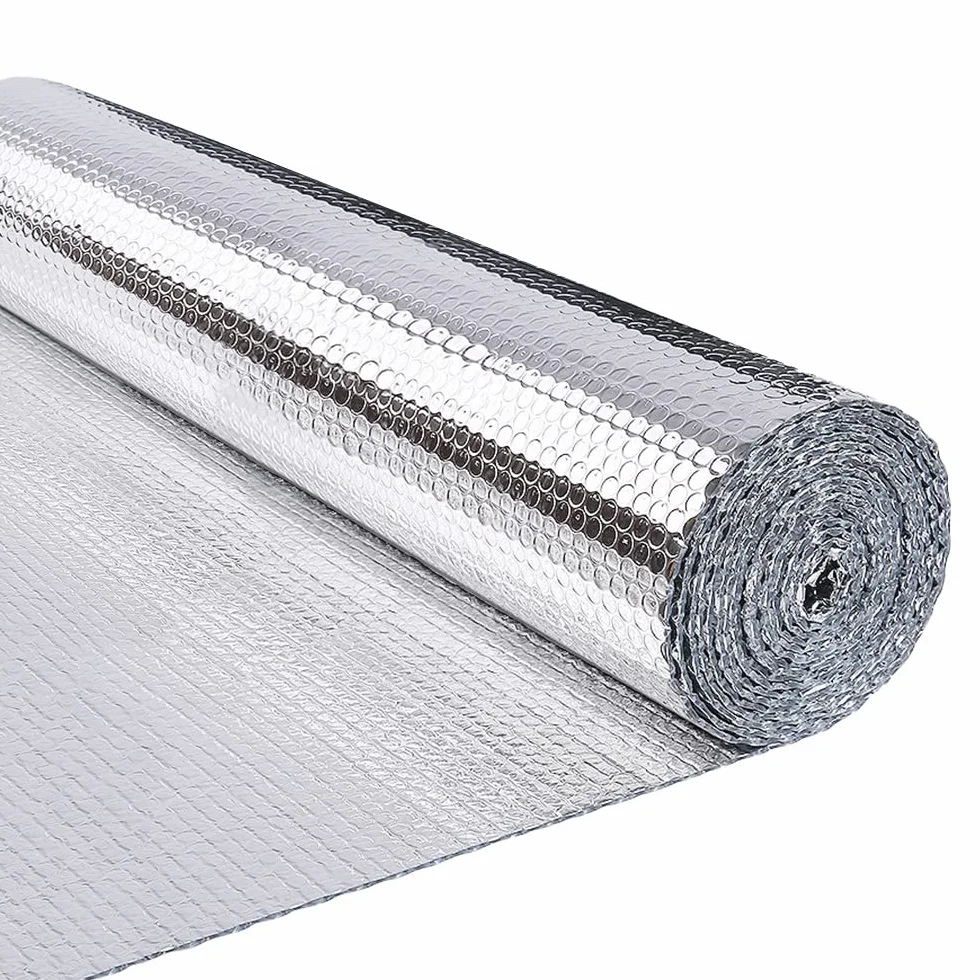 VOUNOT Izolacja termiczna z folii aluminiowanej z bąbelkami dwustronnie 3 mm odporna do reflektora chłodnicy ciepła i ochrony przed zimnem, idealna do okna, samochodu, chłodnicy 1,22 x 10M