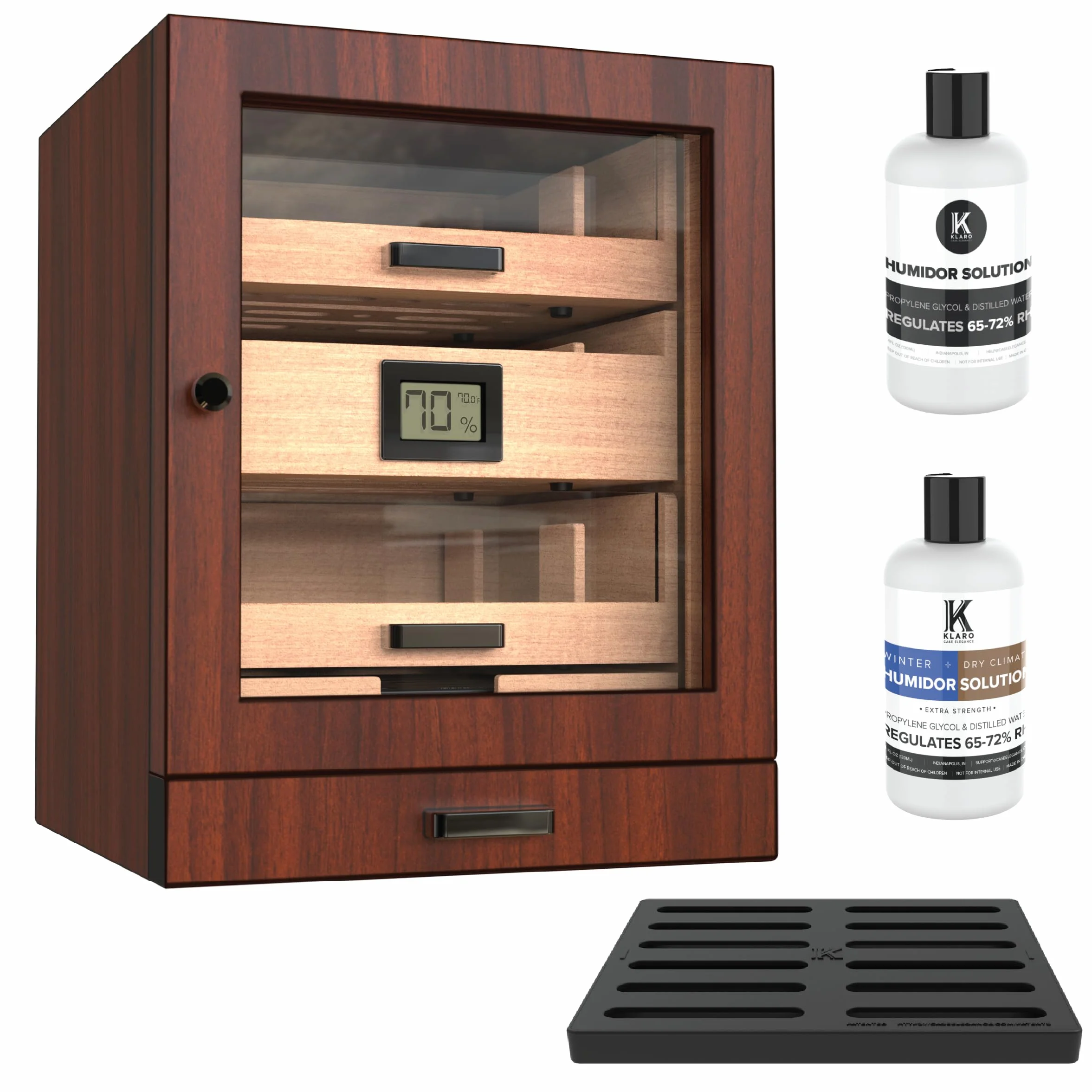 CASE ELEGANCE Humidor Szafkowy Luca Z Grubym Cedrem, Łatwy System Nawilżania, Dokładny Higrometr Cyfrowy - Brązowy