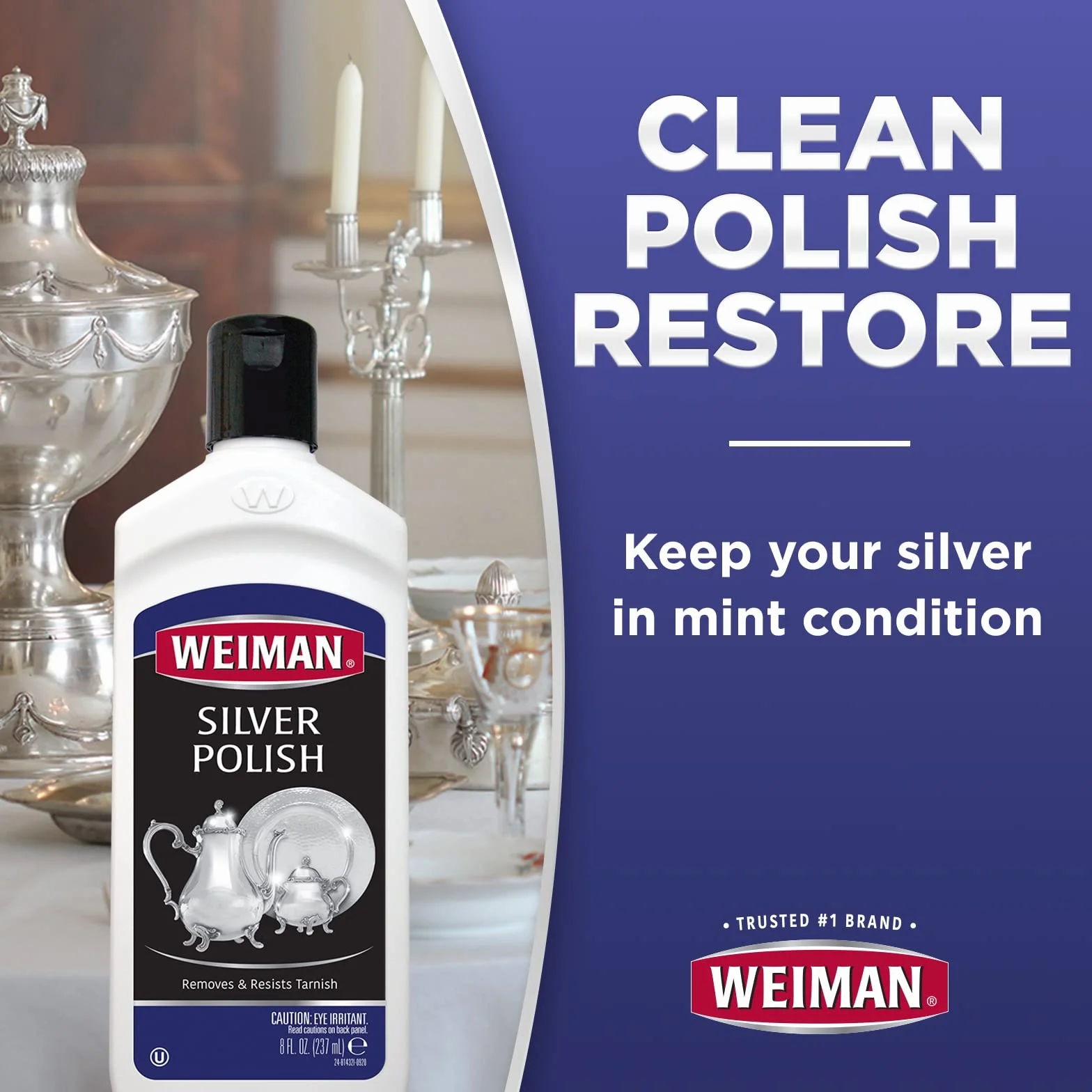 Weiman Silver Polish and Cleaner - Środek do polerowania srebra - Usuwa matowienie - 237 ml