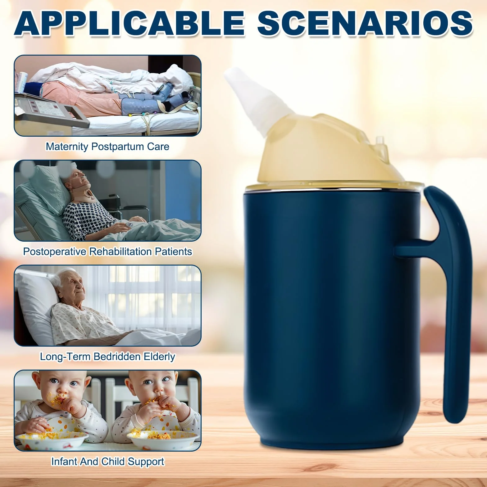Kubek ze stali nierdzewnej 3 w 1 400 ml szczelny z uchwytami dla seniorów