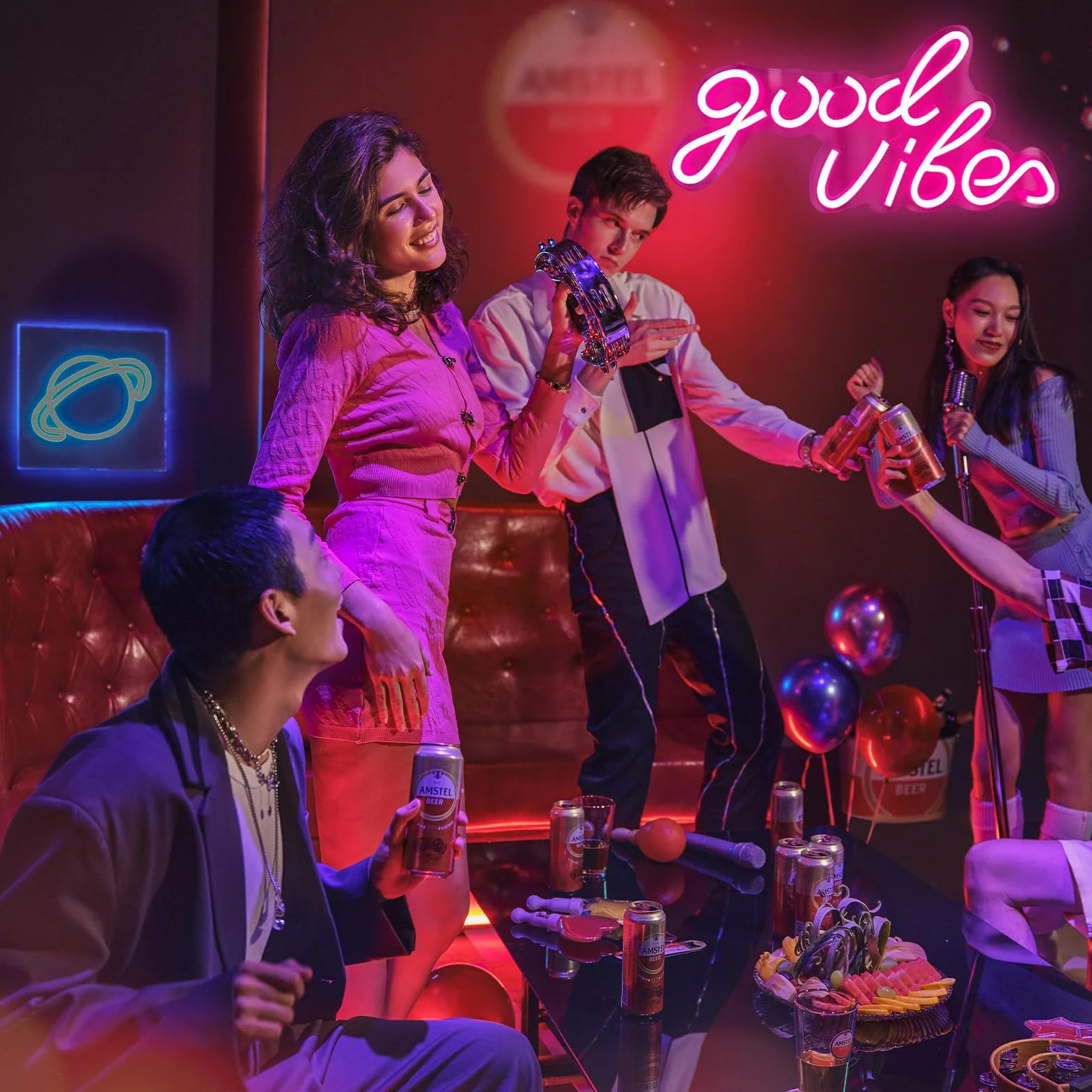 Good Vibes neonowy szyld LED, różowy Good Vibes neonowy szyld, prawdziwe akrylowe neonowe światło