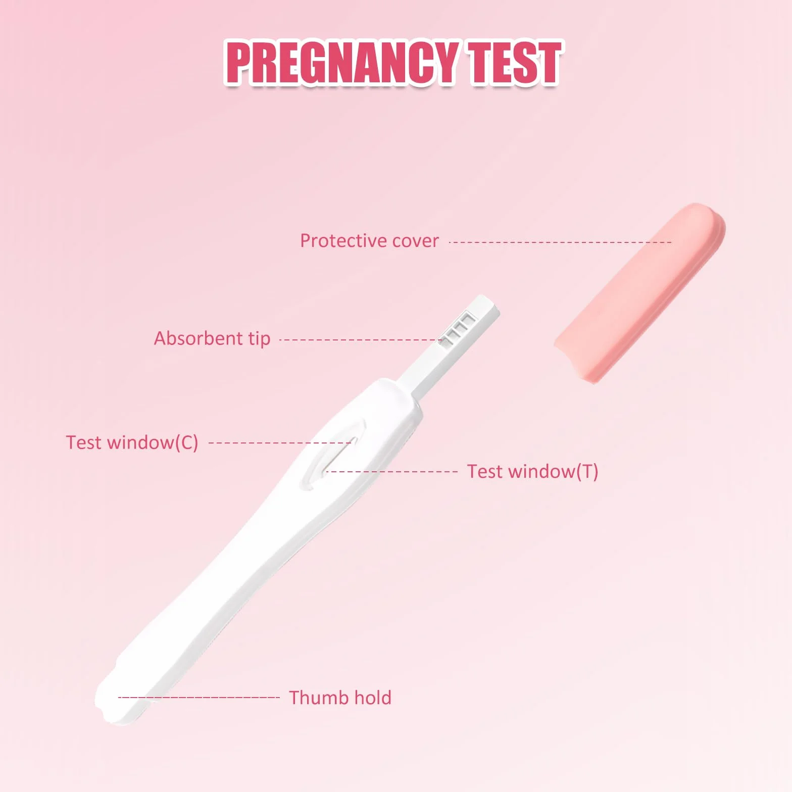 10 sztuk testów ciążowych, różowe, pojedynczo uszczelnione opakowanie, test ciążowy, wczesny test do szybkiego rozpoznania, niezawodny i łatwy