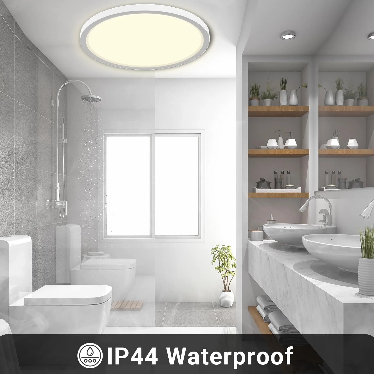 LQWELL Lampa sufitowa LED wodoodporna IP44 50W 4000K 5500LM 600x25mm