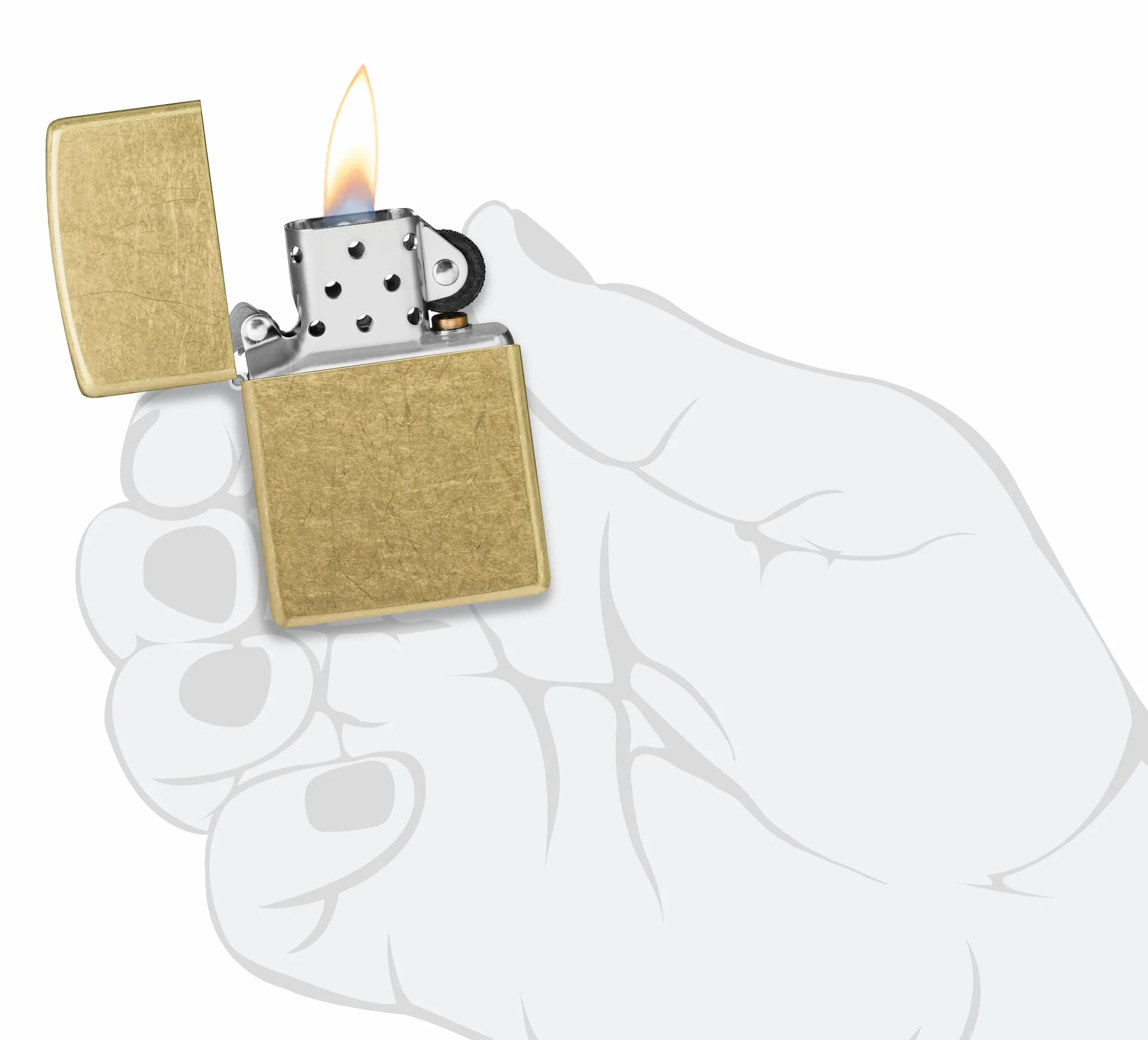 Zippo Street Brass Zapalniczka Sztormowa, Mosiądz, Model Podstawowy, do Napełniania, Wielokrotnego Użytku, Wiatroodporna Konstrukcja, Pudełko Prezentowe, Wyprodukowana w USA,
