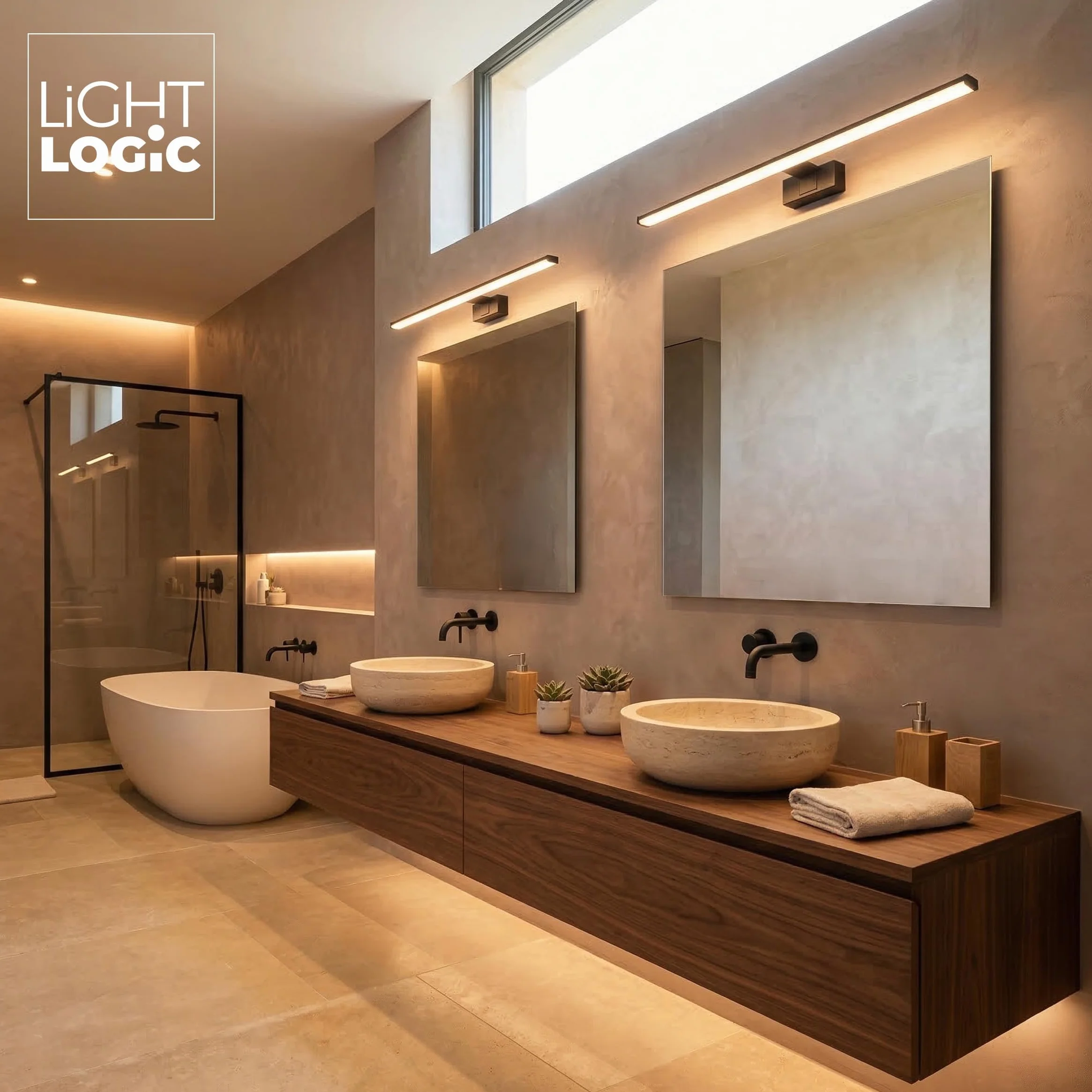 Lampa łazienkowa LL WALL LAMP 15W czarna kinkiet nad lustro 80cm IP44 LED