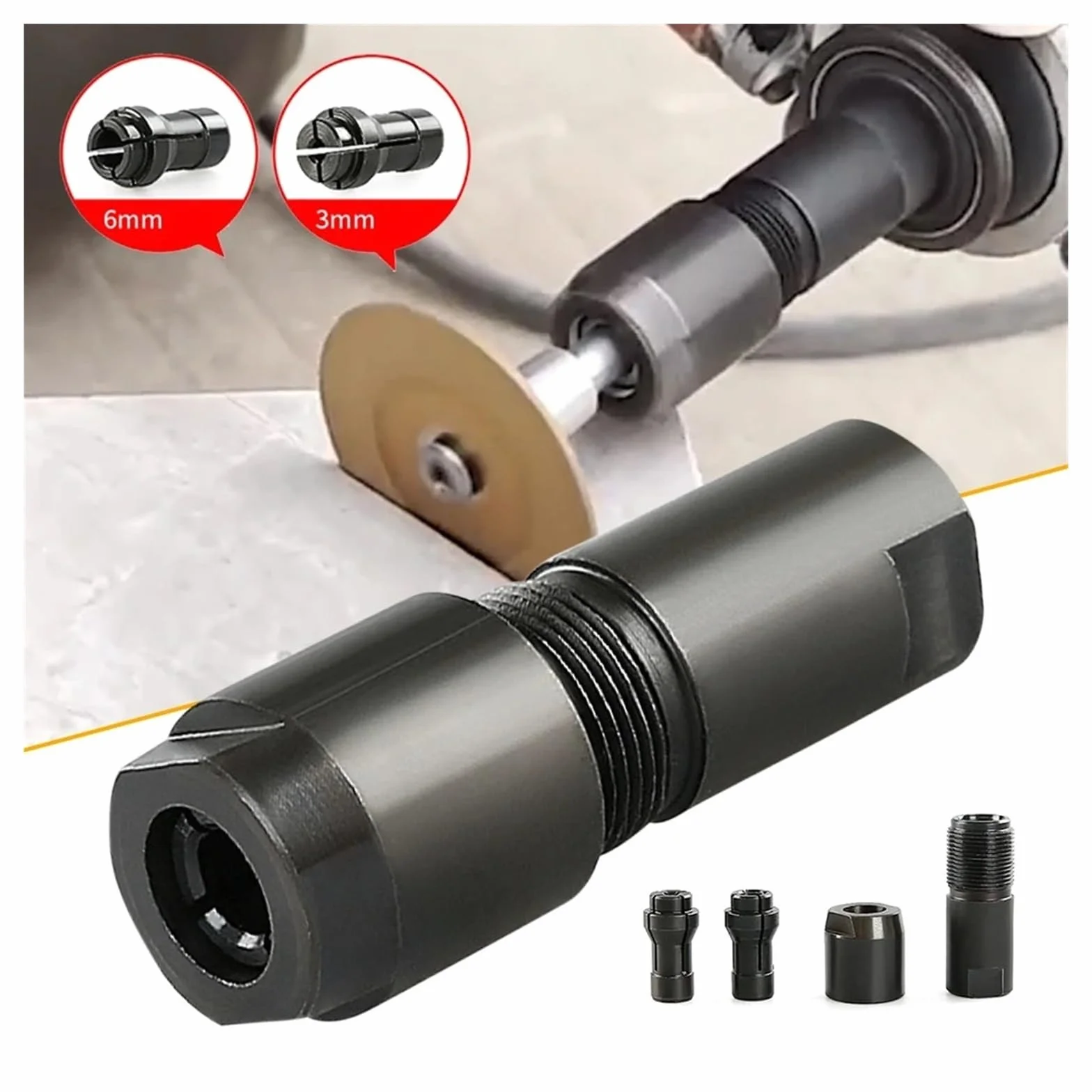 6/3mm szlifierka kątowa zmodyfikowany adapter do uchwytu szlifierki prostej do szlifierki kątowej typu 100 gwint M10 narzędzia ścierne