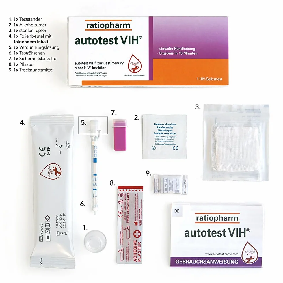 autotest VIH® firmy ratiopharm: autotest do szybkiego i niezawodnego wykrywania potencjalnego zakażenia HIV. Dyskretny i łatwy do przeprowadzenia w domu.