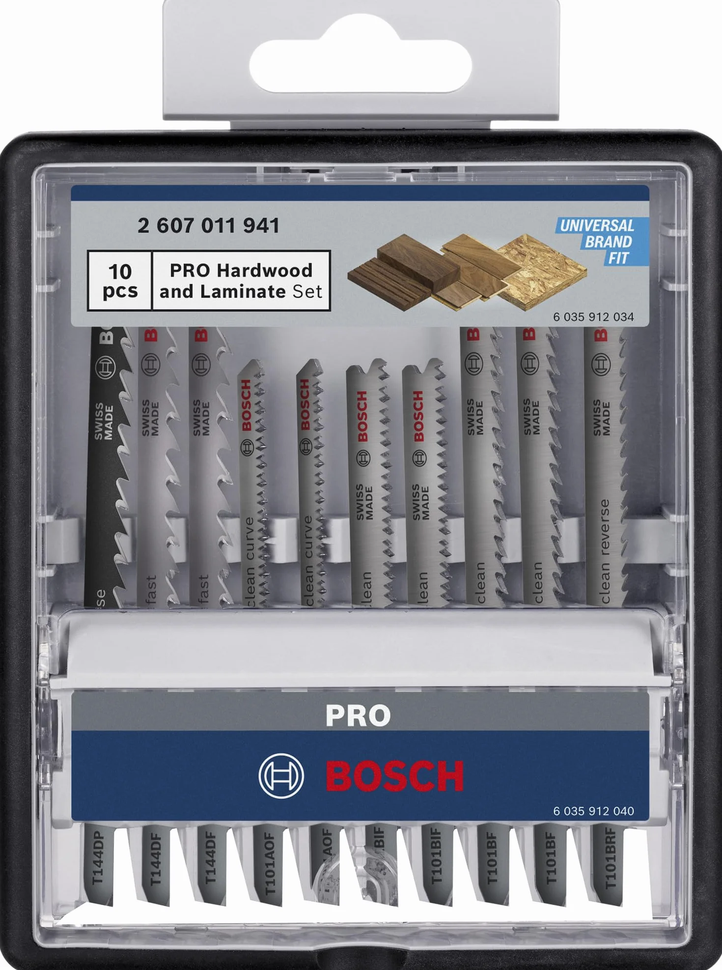 Bosch 10 x PRO zestaw brzeszczotów do wyrzynarki do twardego drewna i laminatów (do twardego drewna, parkietu, długości 83 mm, profesjonalne akcesoria)