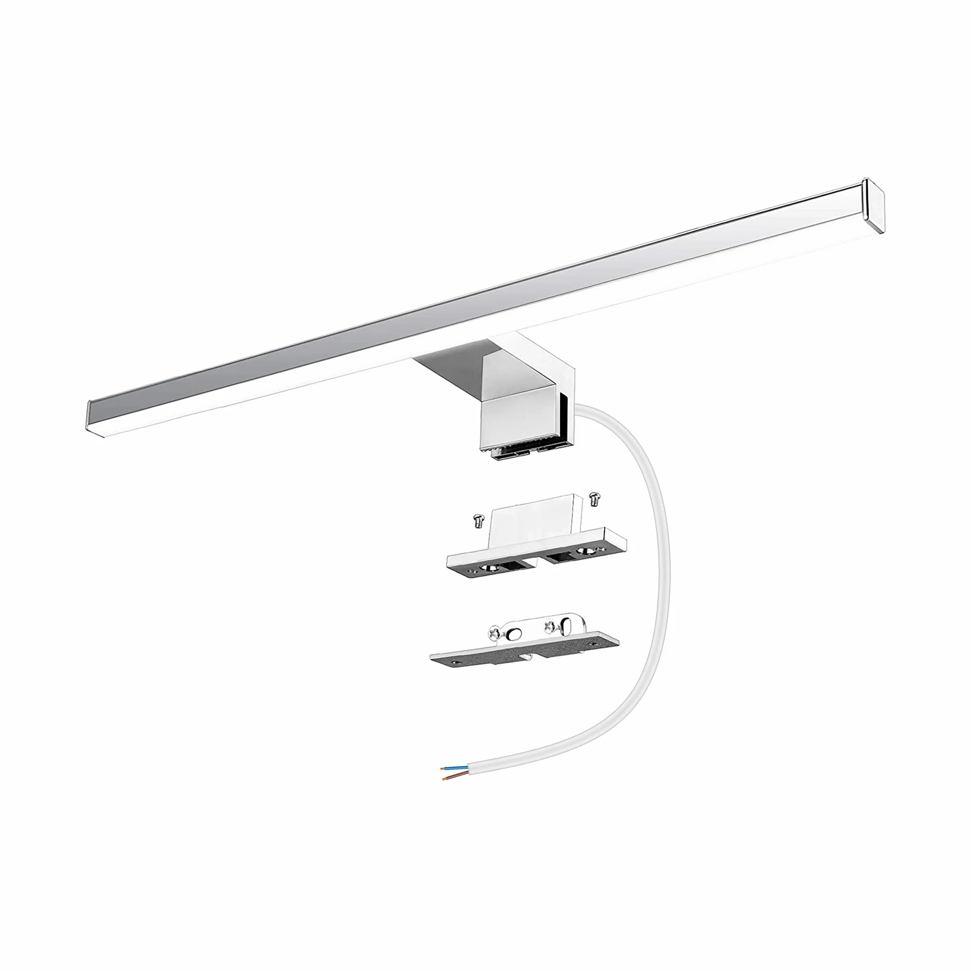 Oświetlenie lustra LED łazienka 10W 820LM 60cm neutralna biel 4000K Azhien, Slim 14mm szerokość montaż 3w1 IP44 230V kinkiet lampa lustrzana 600mm, bez migotania lampki lustrzane szafki łazienkowej