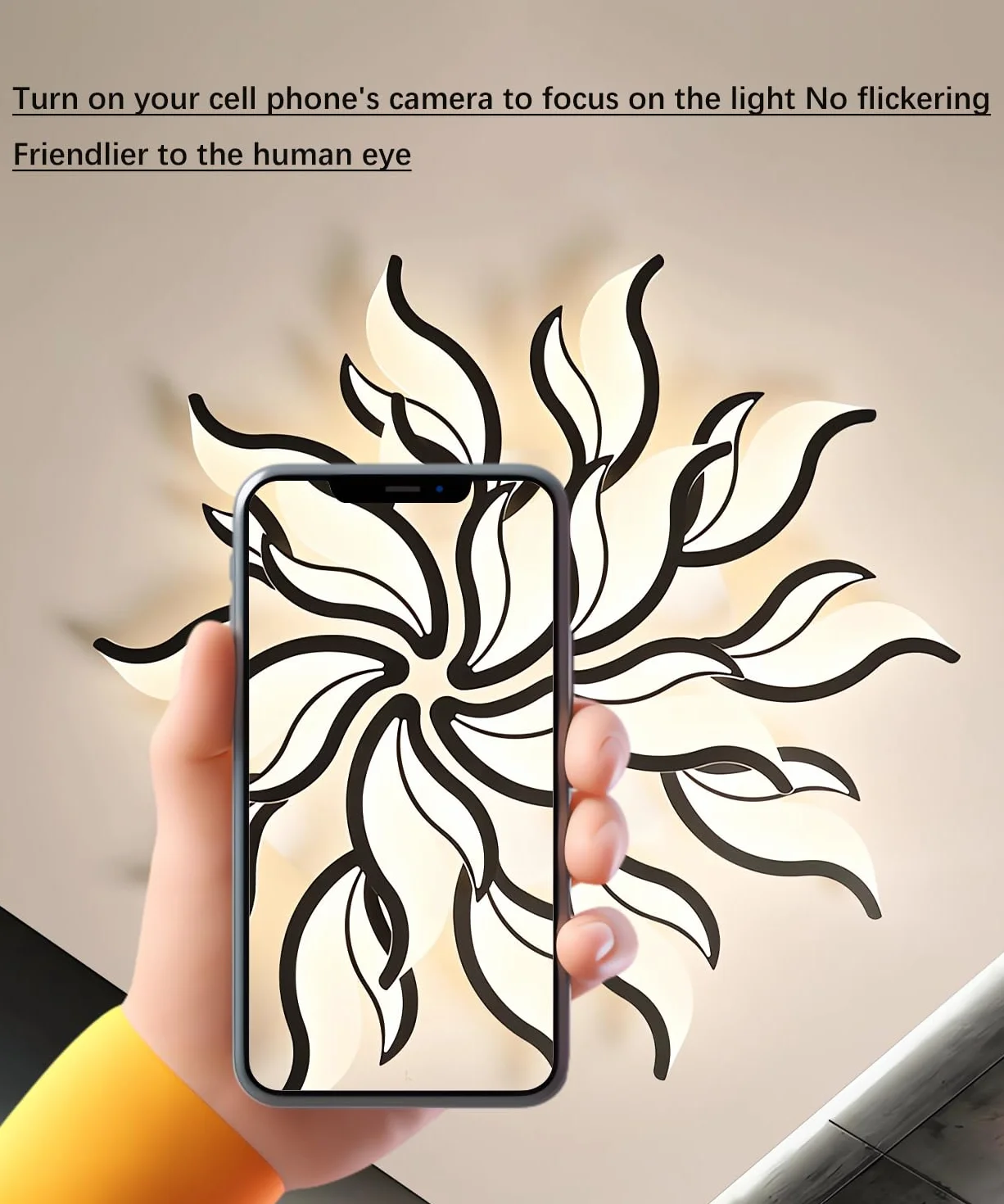 Nowoczesna lampa sufitowa LED Ściemnialna lampa sufitowa do salonu z pilotem Żyrandol 22W 3000K-6500K Lampy sufitowe w kształcie kwiatów do sypialni Jadalnia Biuro (Czarny, 3 głowic)