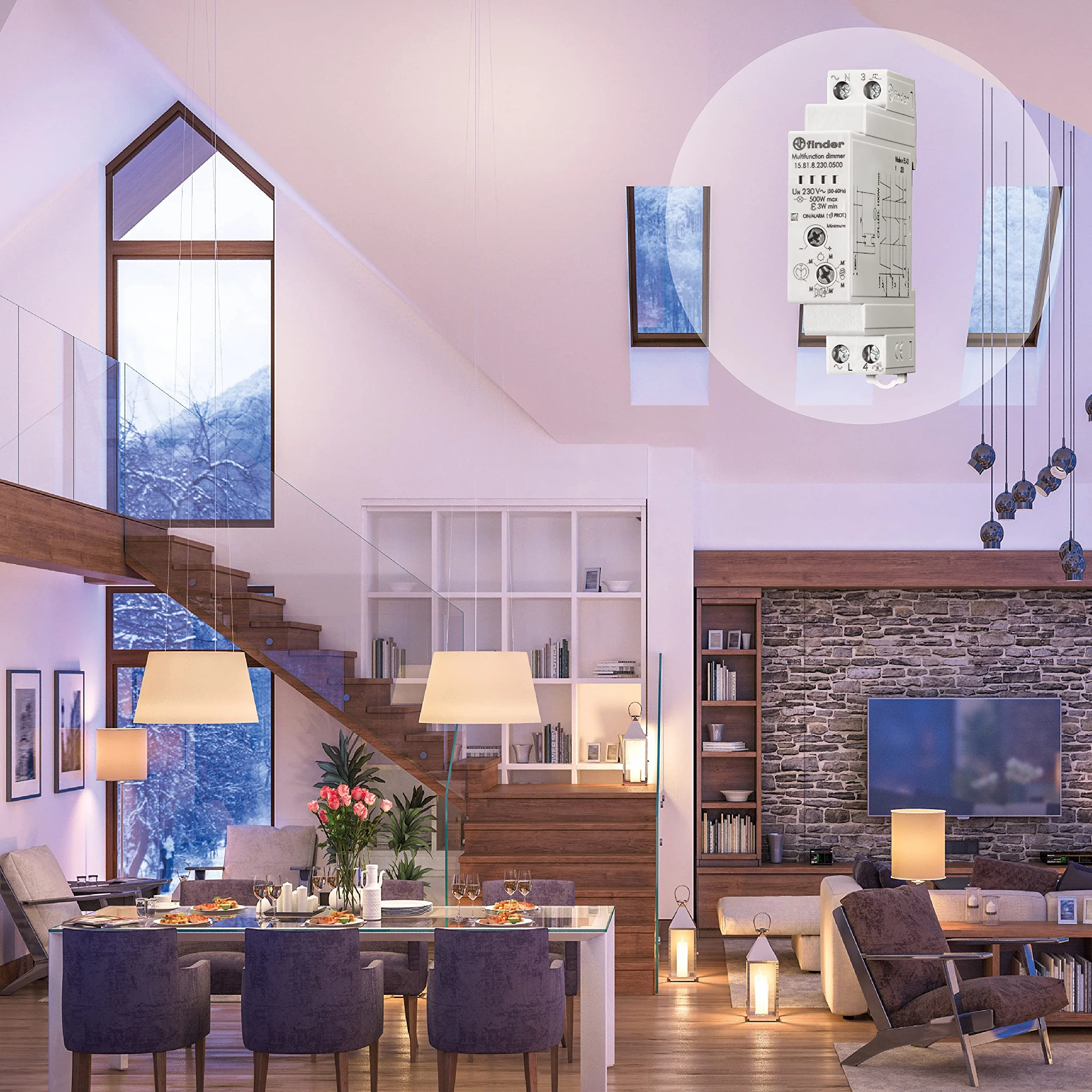 Finder ściemniacz modułowy 500 W 230 VAC 35 mm szyna DIN