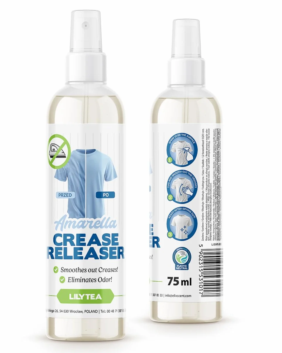 AMARELLA żelazko w sprayu zapach Crease Releaser Lilytea 75 ml w podróży