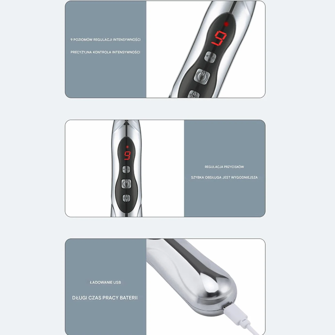 Massage Pen, Meridian Energy Pulse Massage Pen, 203g Portable Rechargeable Electric Stimulator Device with Adjustable Intensity for Muscle Relaxation, Travel, Neck, and Back, 7.09x1.18x1.18Inches