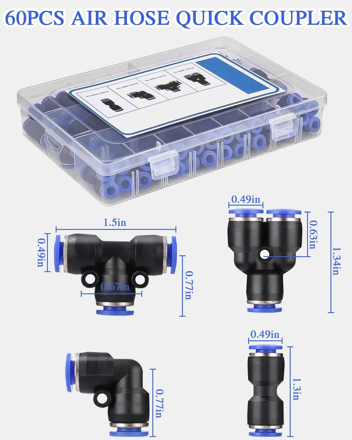 Pneumatyczne złącze Quick-Push-In 6 mm 60 sztuk