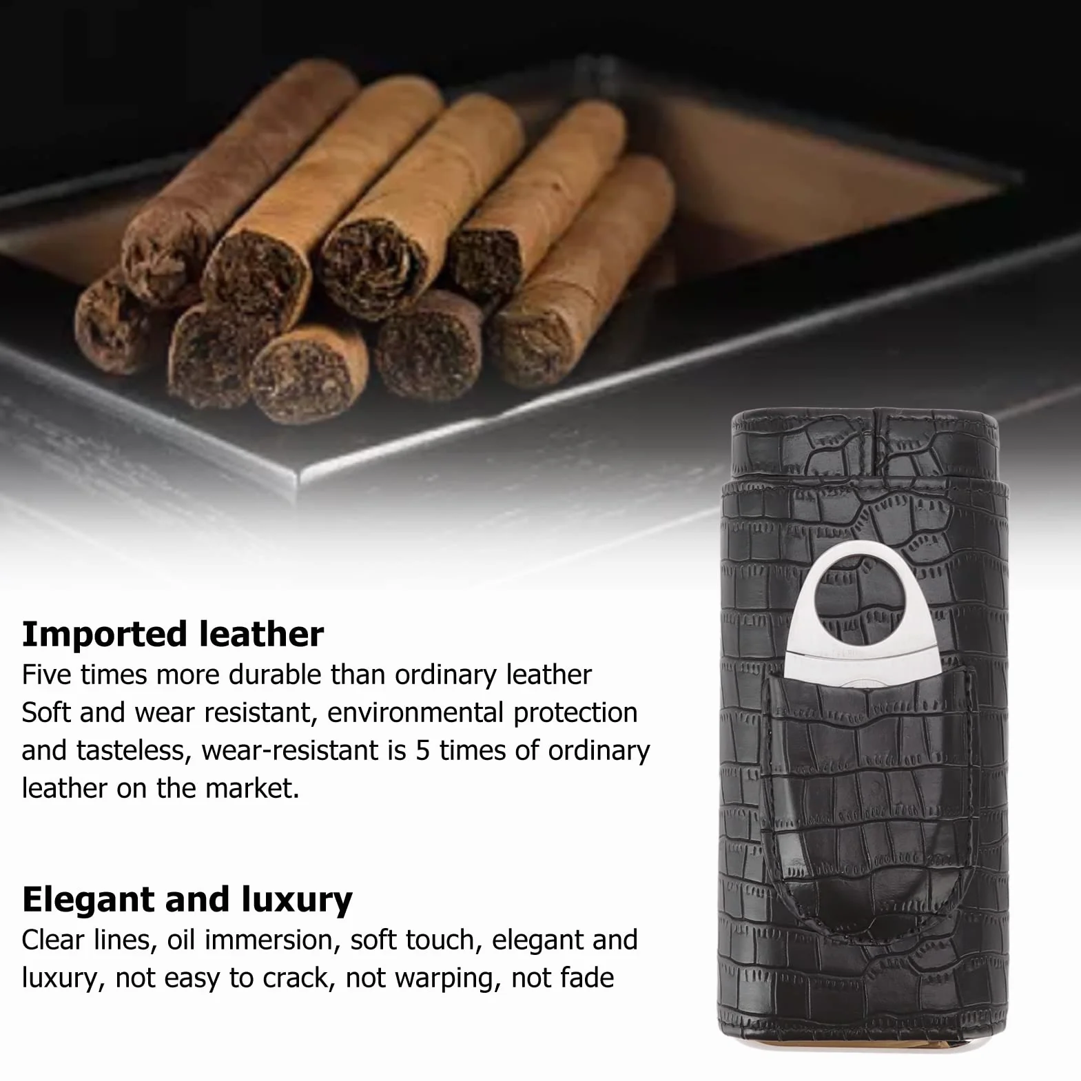 Etui na Cygara Przenośne Humidor Drewno Cedrowe 3 Szt. Czarny