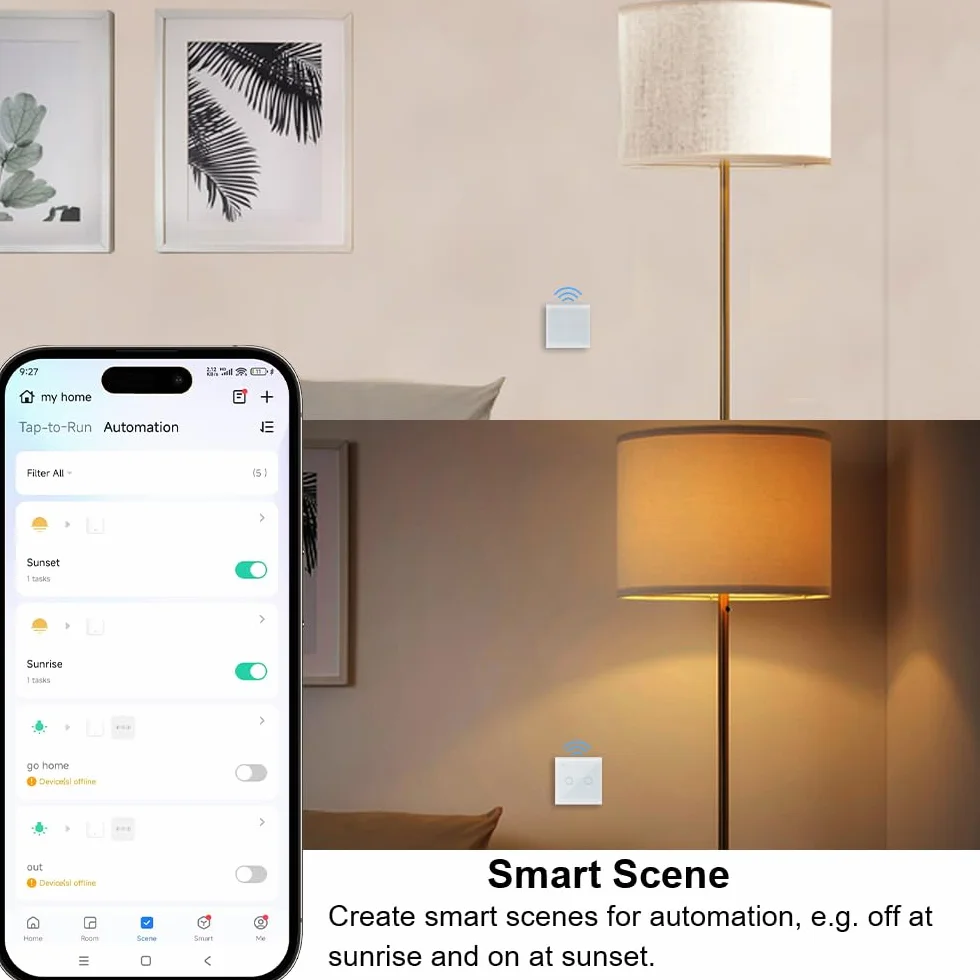 KETOTEK WiFi Podłączony przełącznik dotykowy 2 Gang 1-drożny kompatybilny z Alexa, Tuya Smart Life inteligentna kontrola aplikacji