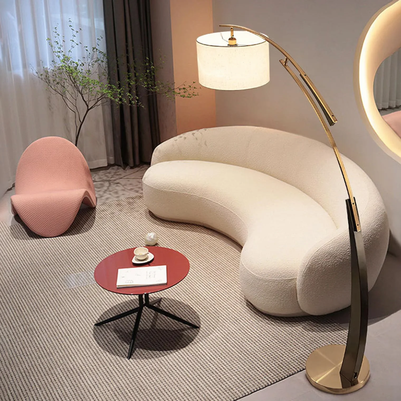 Lampy podłogowe do salonu metalowe lampy podłogowe do salonu nowoczesna łukowa lampa podłogowa 12 W z kloszem lnu regulowana odległość temperatura 3 co