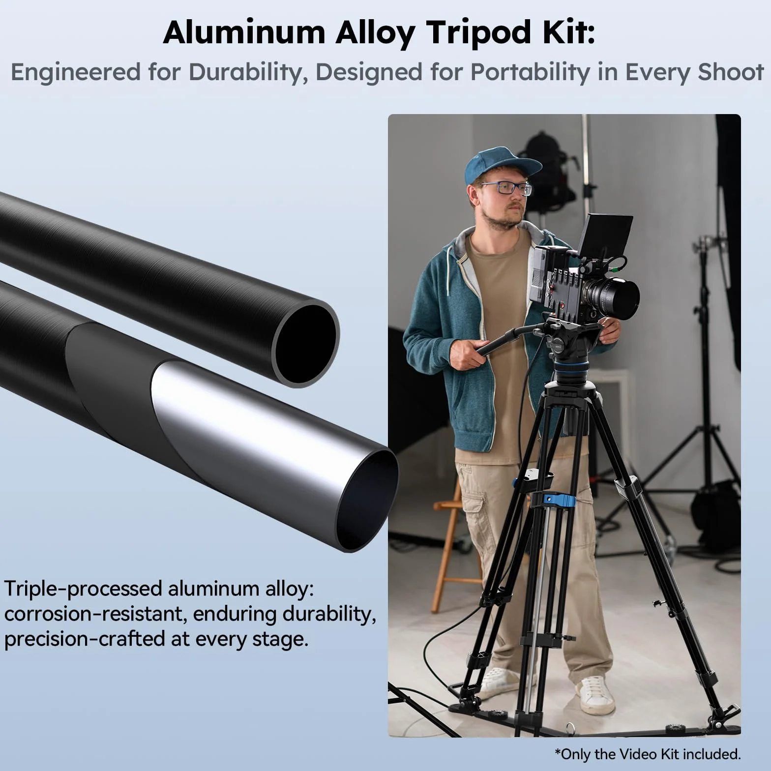 SIRUI 70,1"/178cm szybki system statywu ze stopu aluminium do kamery, SQ75A+S5 statyw wideo z głowicą płynu hydraulicznego, ciągłe tłumienie, podwójny tryb płyty QR, maks. 8 kg/17,6 lbs