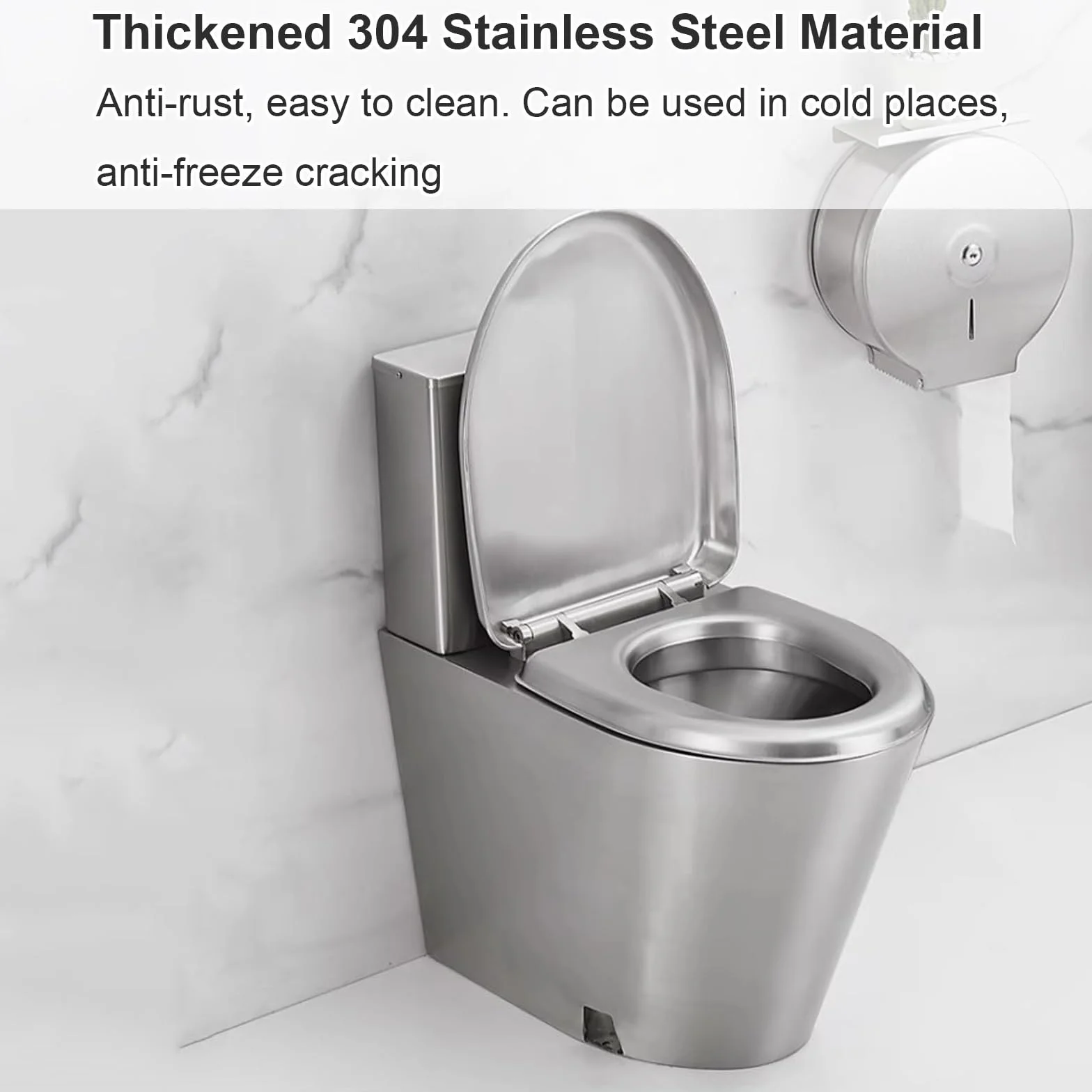 WC ze stali nierdzewnej 304 z dwukomorowym spłukiwaniem, komercyjnym systemem spłukiwania syfonu i ochroną przed zamarzaniem do toalet prywatnych i publicznych. Elegancka złota powierzchnia do