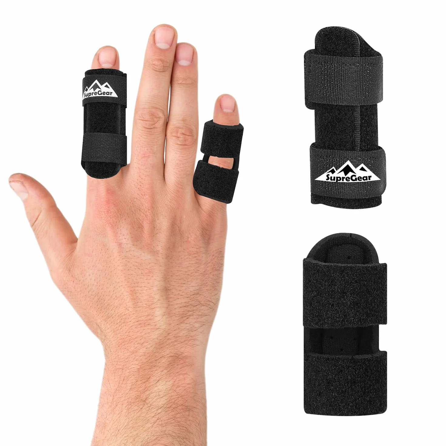 supregear Szkice na Palce, 2-Pack Uniwersalnych Szkiców Wyprostowujących Palce Wsparcie na Złamane i Spowodowane Skurczem Palce Środkowe, Wskaźnikowe, Serdeczne i Małe Palce, Czarny