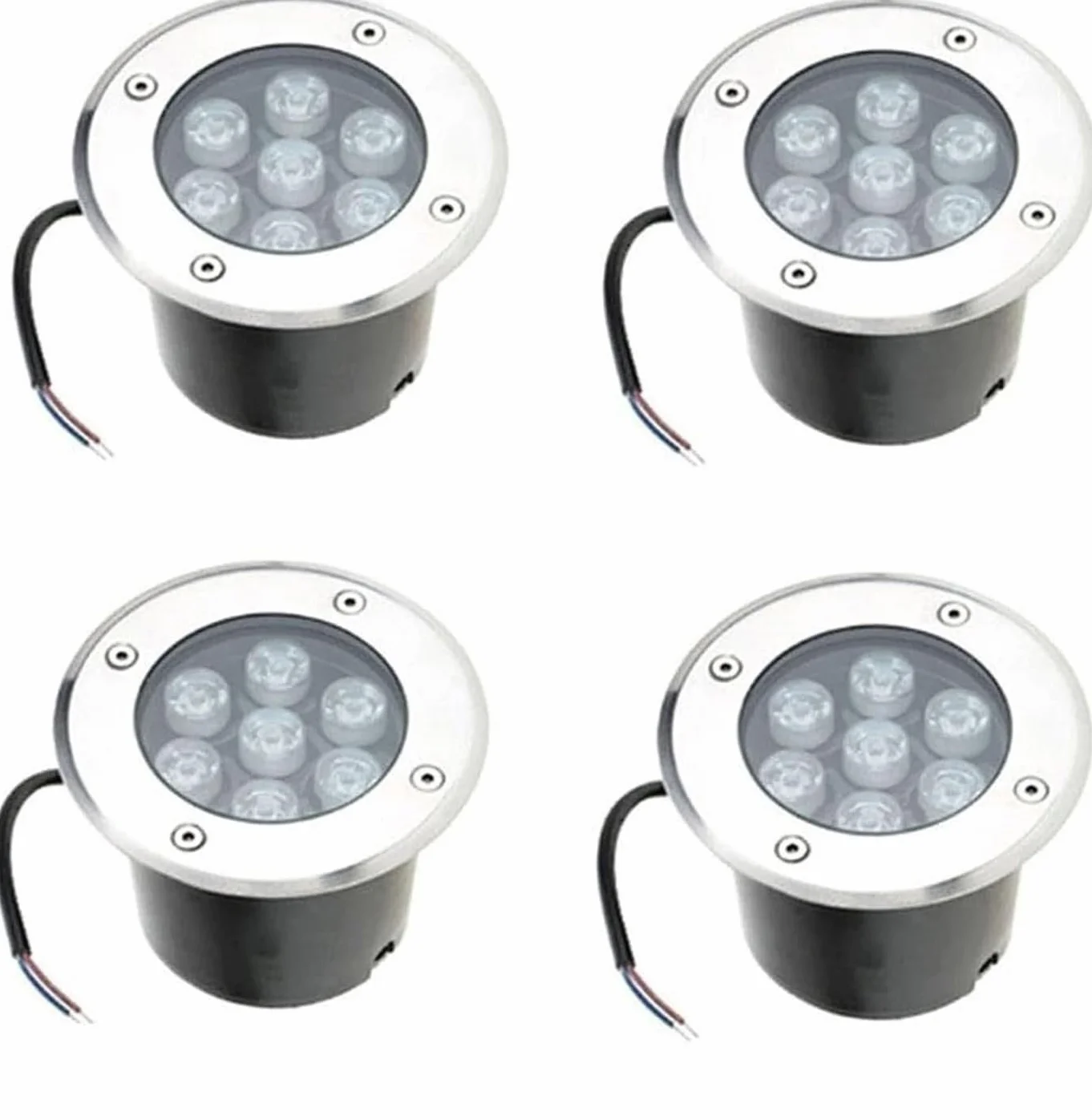 4szt. Oświetlenie Krajobrazowe LED Naziemne – Zewnętrzne Do Wkopywania, Wodoodporne, Nisko Osadzone Reflektory IP67, Podziemne LED 7W, Wpuszczane, Ogrodowe Z Lampą Wpuszczaną(White,7W(12V))