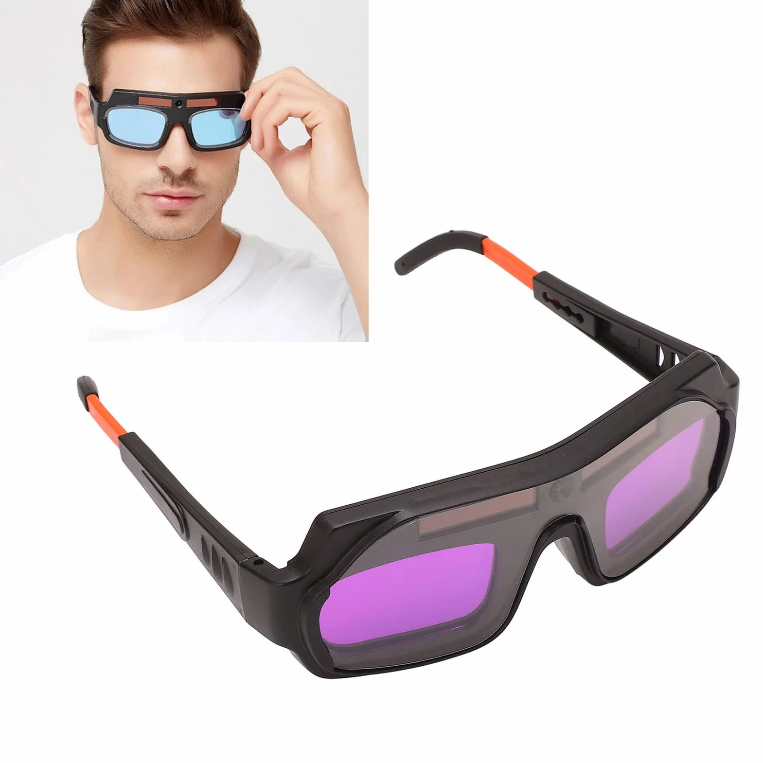 Automatyczne przyciemnianie gogle spawalnicze Solar Eye Safety, ochronne okulary PC z wysokoczułym detektorem, helm spawalniczy do lutowania i spawania