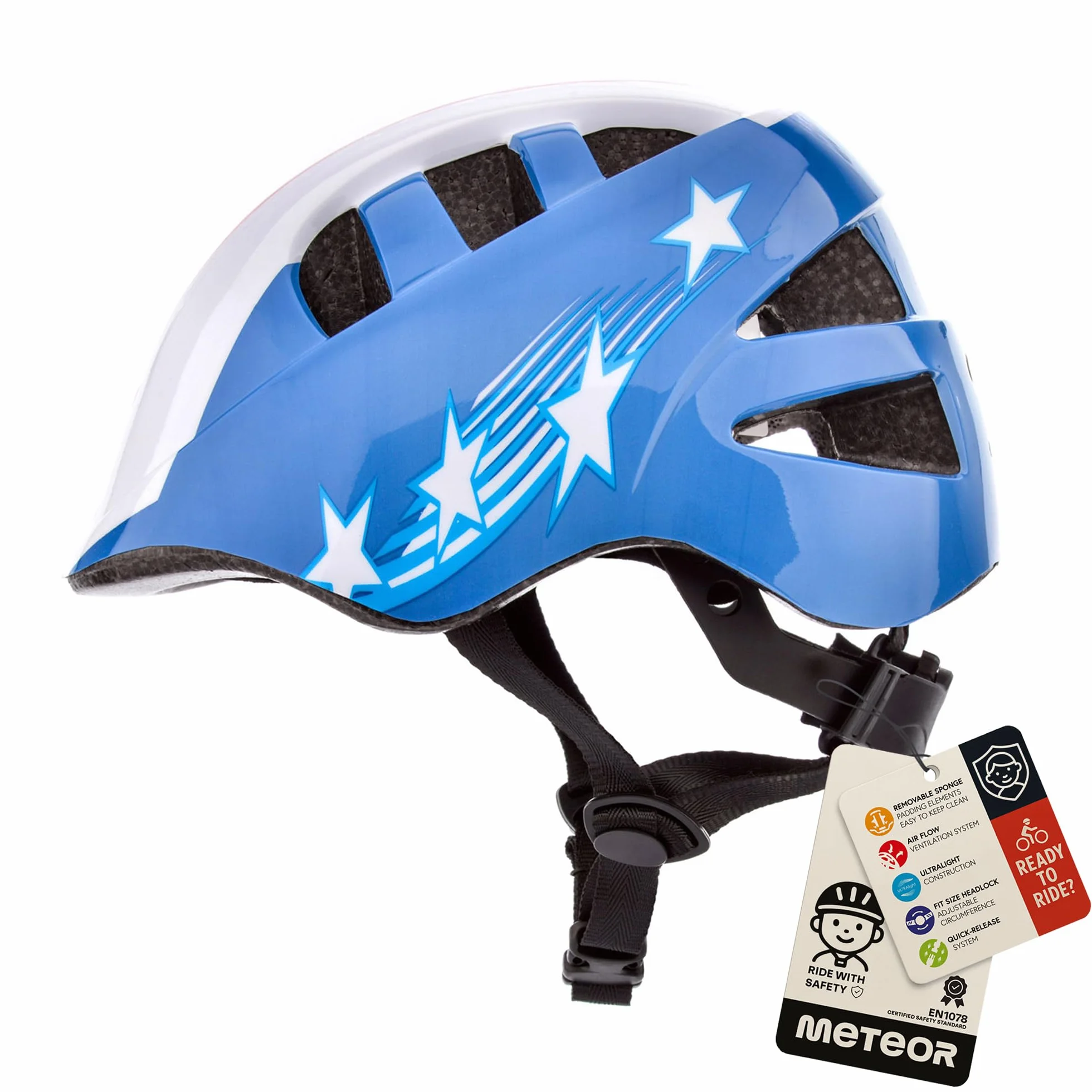 Kask Rowerowy Dla Dzieci – Bezpieczny, Regulowany Kask Na Rower, Hulajnogę i Rolki – Dla Dziewczynki i Chłopca, Lekki Kask Dziecięcy METEOR