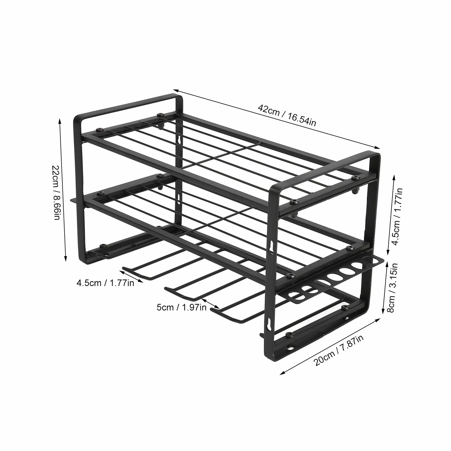 Jeanoko Organizer na Wiertła Wytrzymały Stojak na Narzędzia do Warsztatu Garażowego Udźwig 150 Funtów Czarny Uchwyt ścienny 16,54 X 7,87 X 8,66 Cala