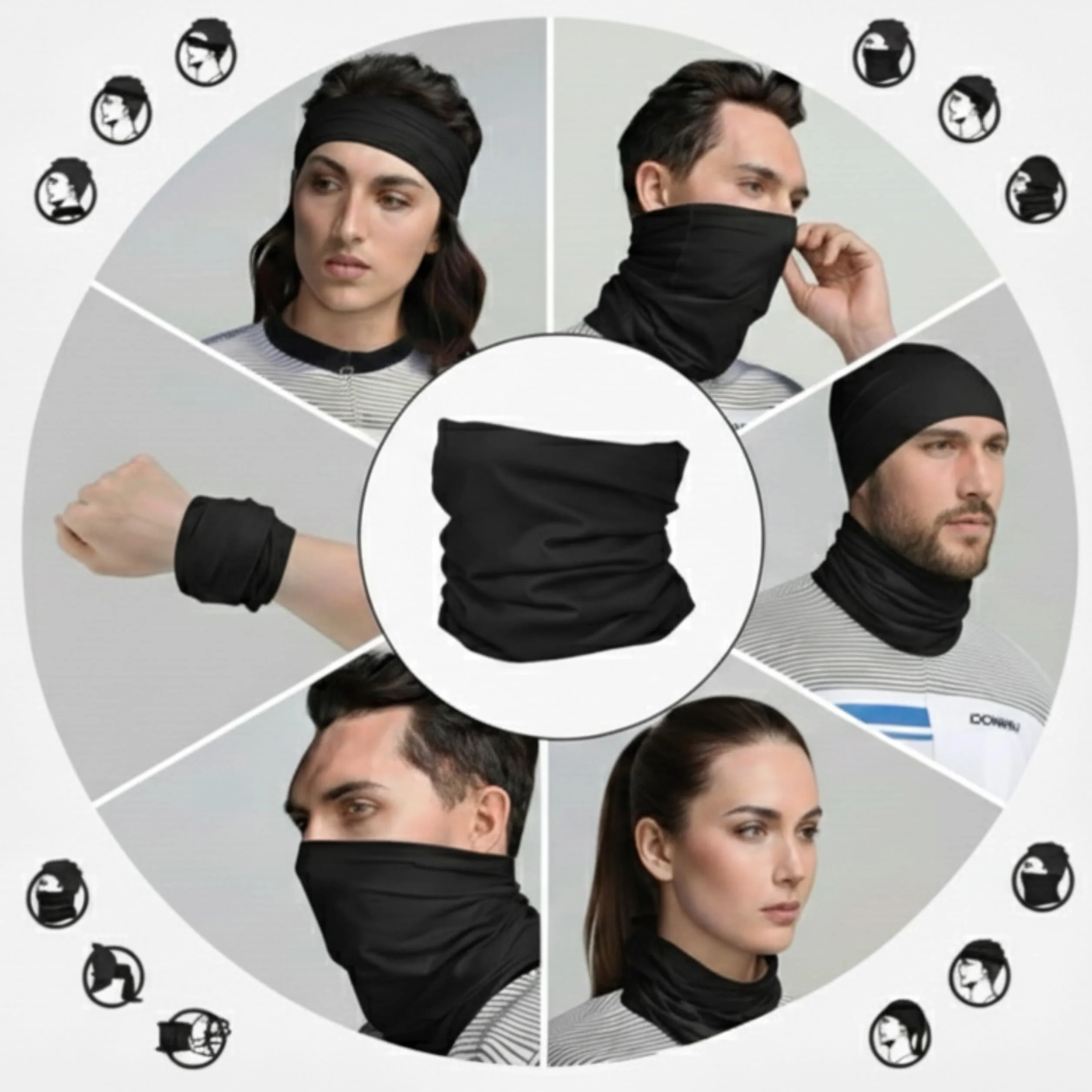 Zestaw 3 Wielofunkcyjnych Kominów na Szyję Termiczna Bandana Tubowa Zimowa na Motocykl