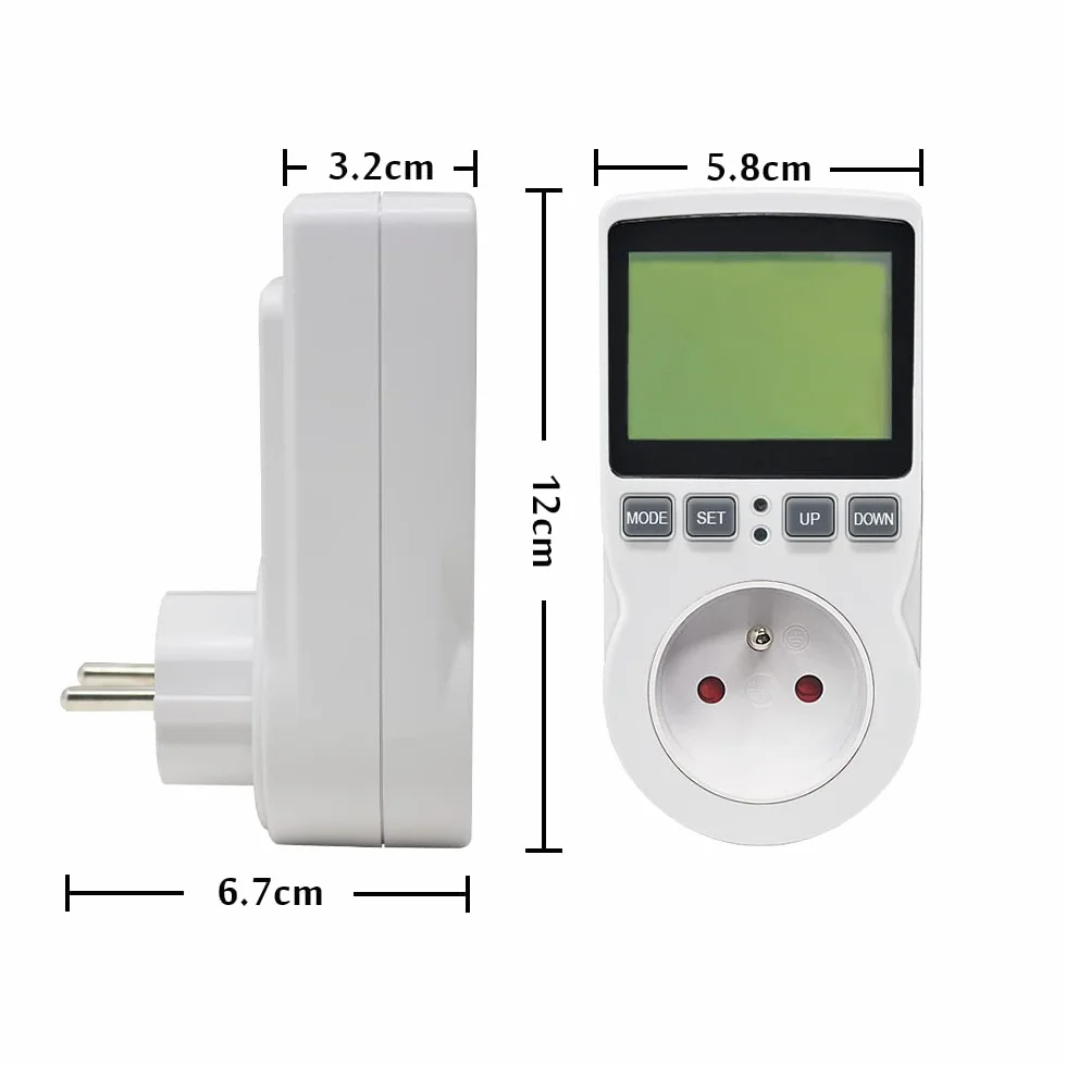 KETOTEK Miernik mocy z miernikiem mocy, licznik zużycia energii z wyświetlaczem LCD, gniazdko elektryczne ochrona przed przeciążeniem 3680 W (typ E)