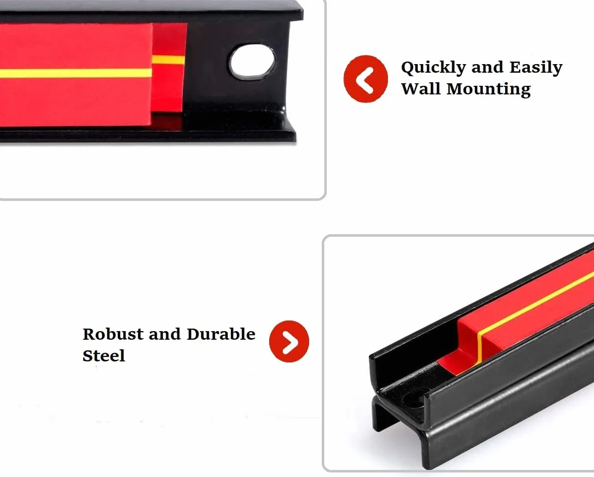 Zestaw narzędziowych listew magnetycznych GIANTEX, 6 szt., 46 cm, szyna magnetyczna, ścianka z uchwytami magnetycznymi Materiał montażowy, listwa magnetyczna, narzędzia, magnes, listwa narzędziowa, uchwyt magnetyczny, warsztat, czerwona
