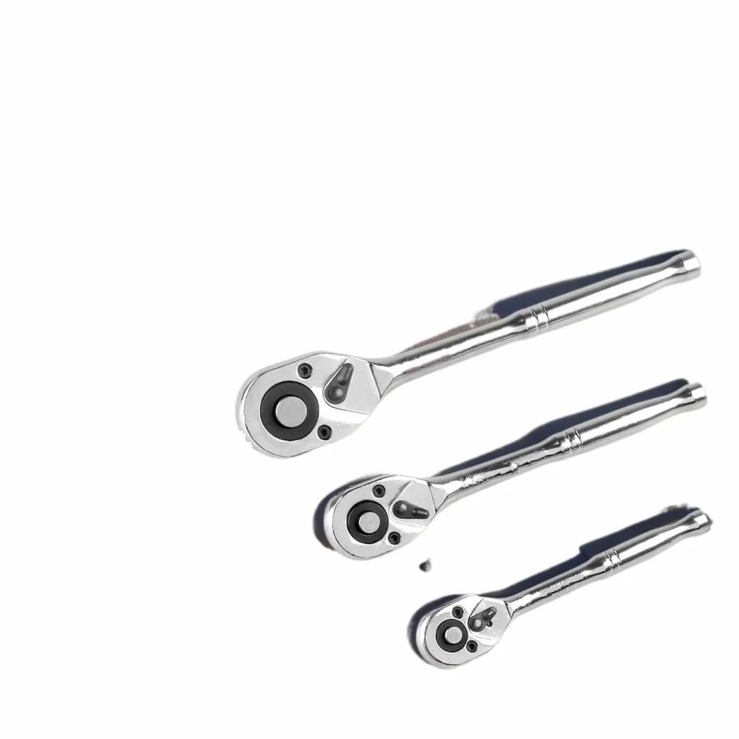 Klucze dynamometryczne Zestaw grzechotek kluczy nasadowych 1/4" 3/8" 1/2" 24-zębowy, szybkozamykający, dwustronny Telescopic Ratchet(3-Piece)