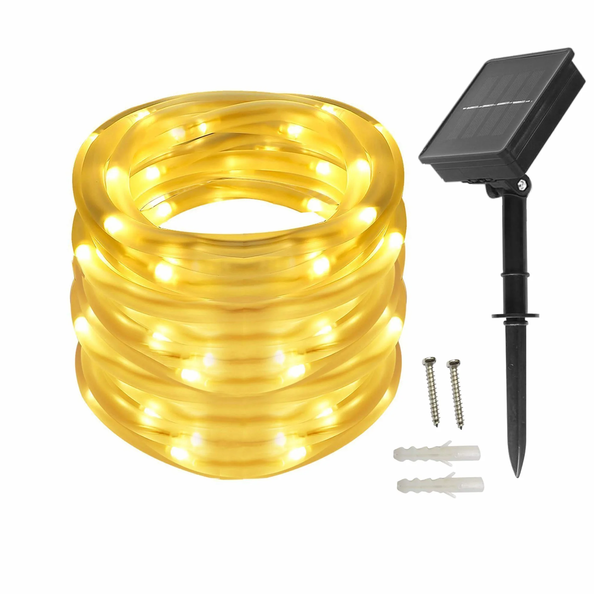 BXROIU Solarne lampki linowe, 100 diod LED, łańcuch świetlny, gwiaździste łańcuchy świetlne, 10 m, wodoodporna, na zewnątrz, na patio, do ogrodu, na imprezę (ciepła biel)
