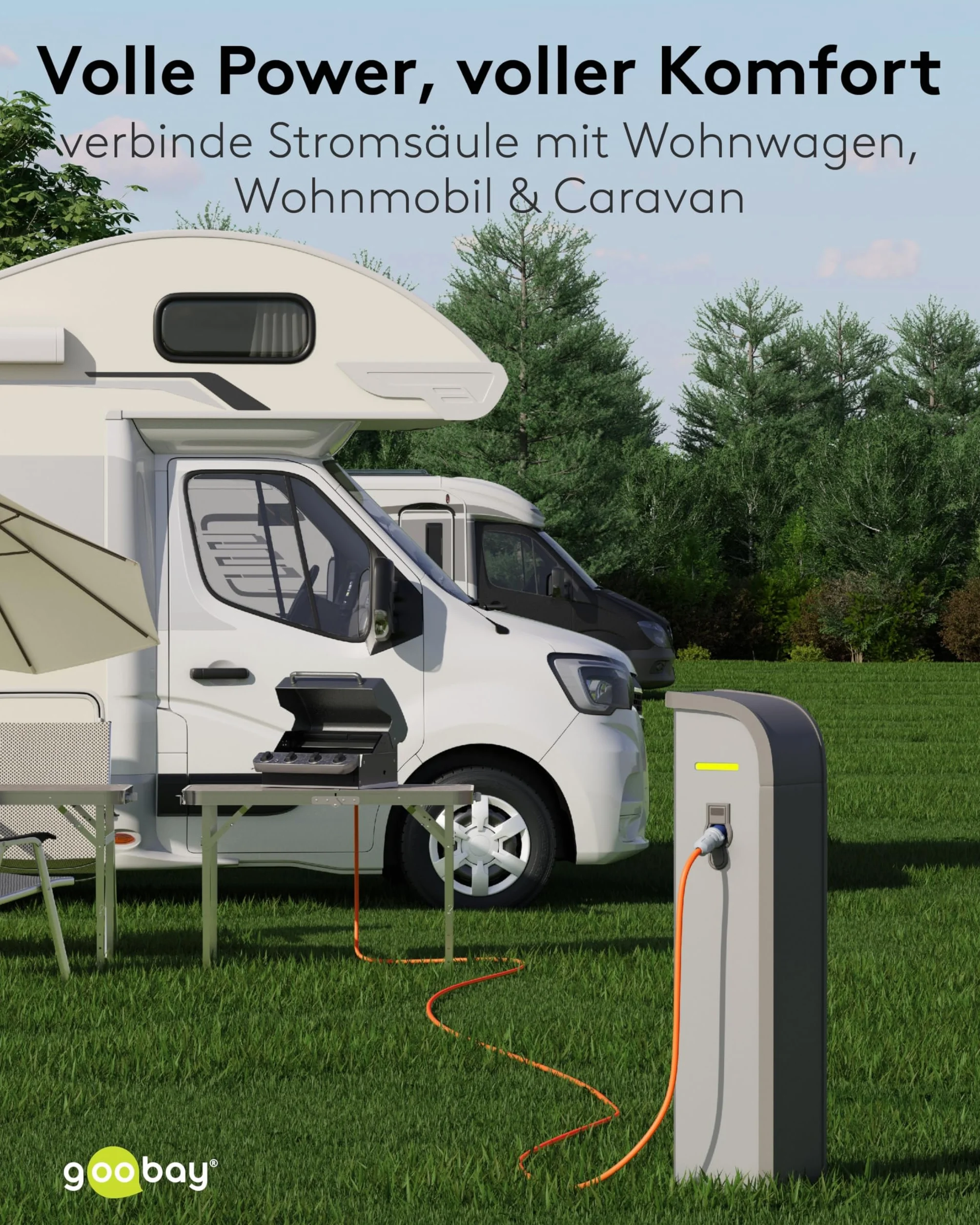 goobay Kabel adaptera CEE do przyczepy kempingowej, 5 m, wtyczka CEE do gniazdka ochronnego, do użytku na zewnątrz z IP44, 76224