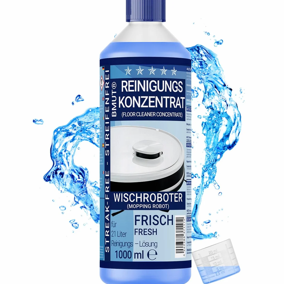 1 x 1000 ml koncentrat do czyszczenia robota myjącego, bardzo świeży zapach, nie pozostawia smug i nie pieni się + kubek dozujący | środek do czyszczenia podłóg i wiele innych.