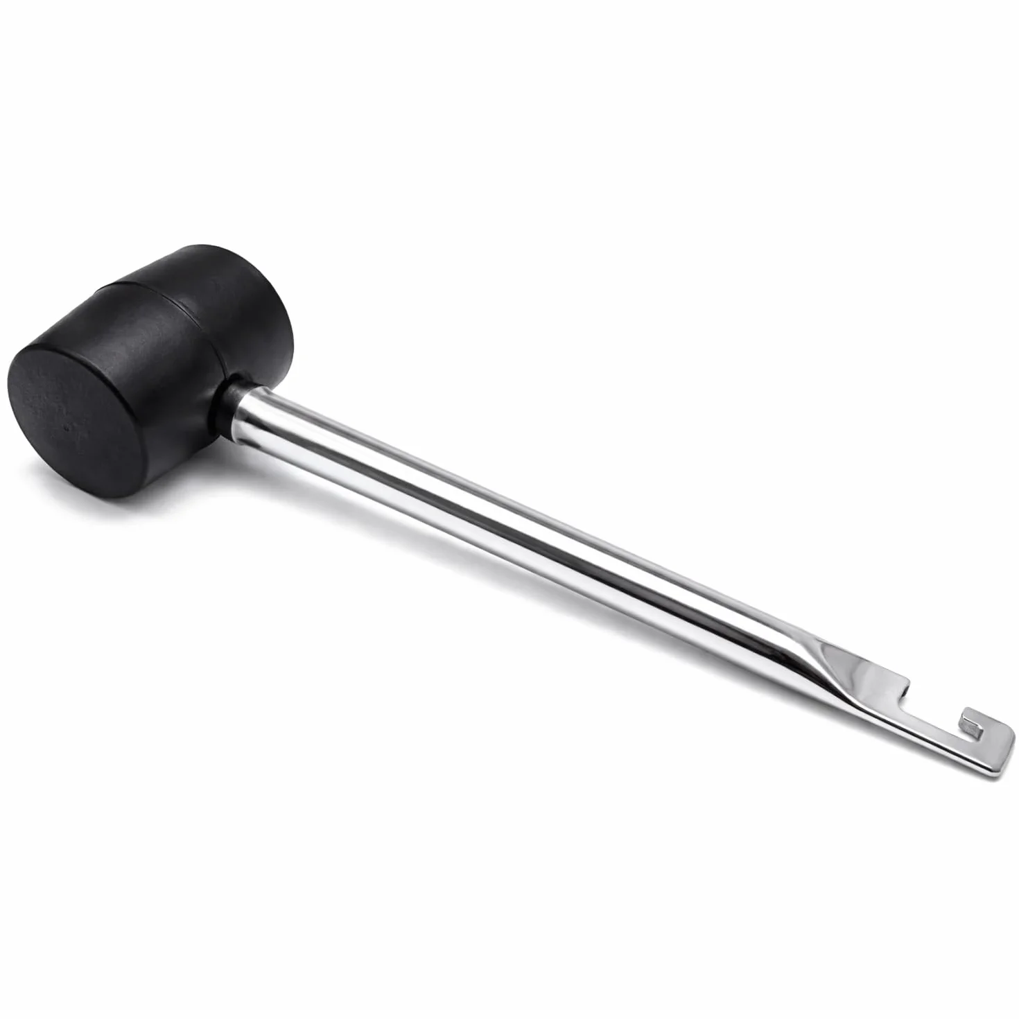 COM-FOUR® Mlotek gumowy z wyciagaczem do kolków - Mlotek z miekkim obuchem i metalowym trzonkiem - Mlotek z kolkami do biwakowania i rzemiosla - Mlotek (01 szt. - z uchwytem hakowym)