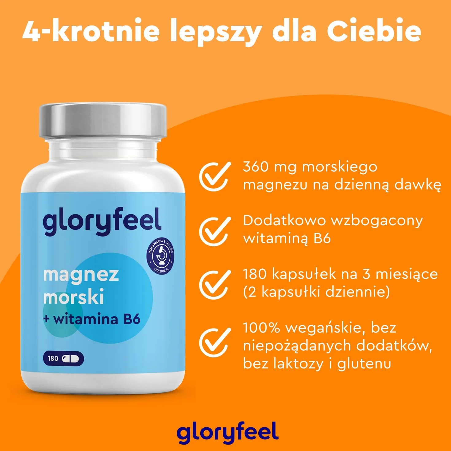 Morski Magnez Czysty Magnez z Soli Morskiej z Witaminą B6 Wegański