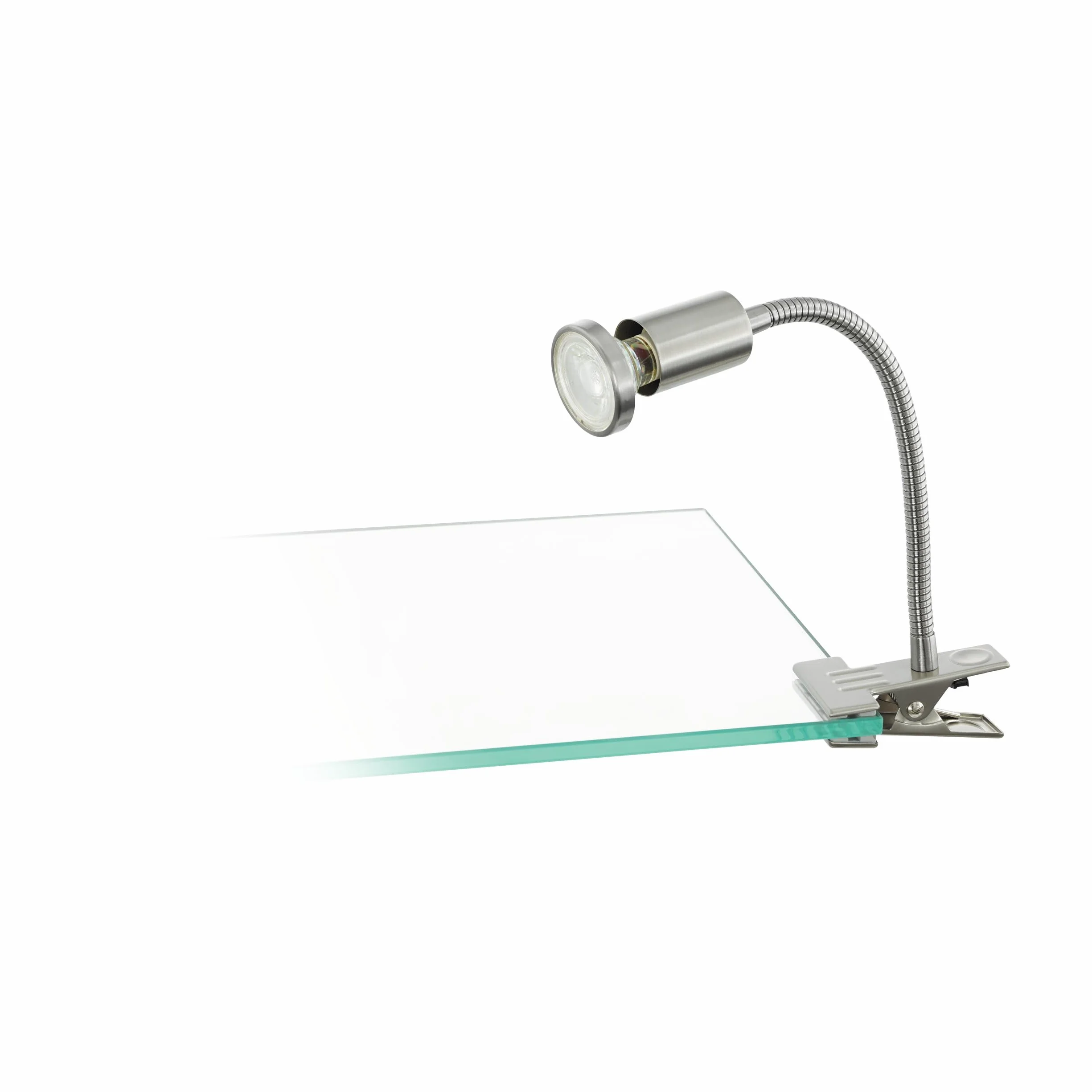 EGLO LED lampka Litos, akcentowa z klipsem i giętkim ramieniem, nocna biurkowa z klipsem, metalowa, srebrna, z ciepłym światłem GU10