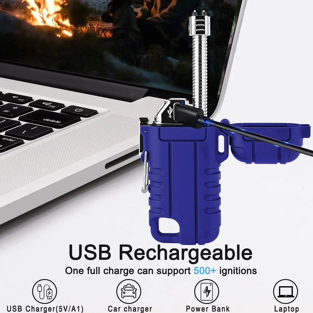 Suprus Wodoszczelna, wiatroodporna łukowa zapalniczka plazmowa USB-C do ponownego ładowania, z rozszerzalną i elastyczną szyjką, do użytku na zewnątrz, na kempingu, w kuchni