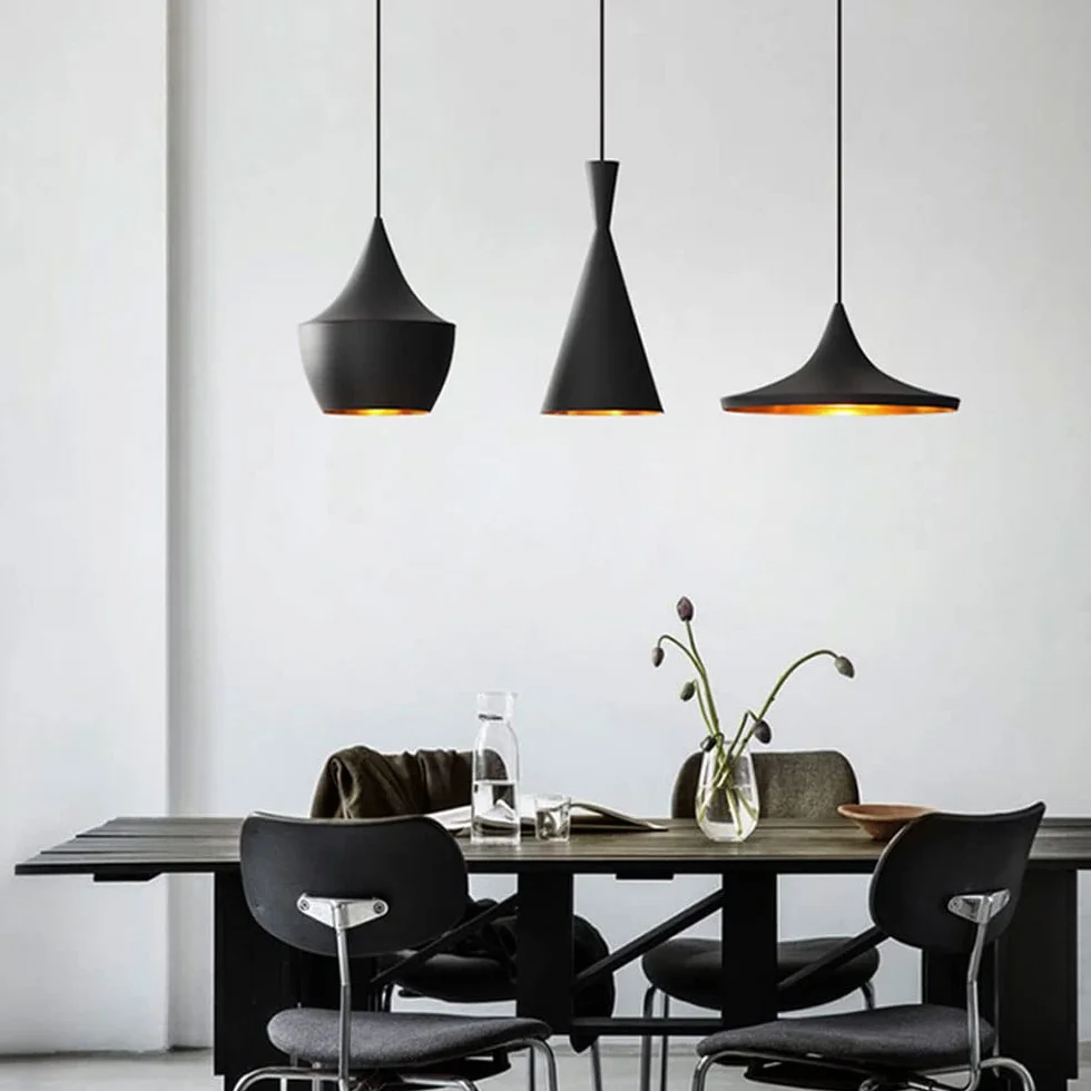 Retro Industrial Style LED Lampa wisząca Regulowana wysokość Metal Sufit Restauracja Bar Dekoracja Oświetlenie Wnętrza (Color : Black, Size C)