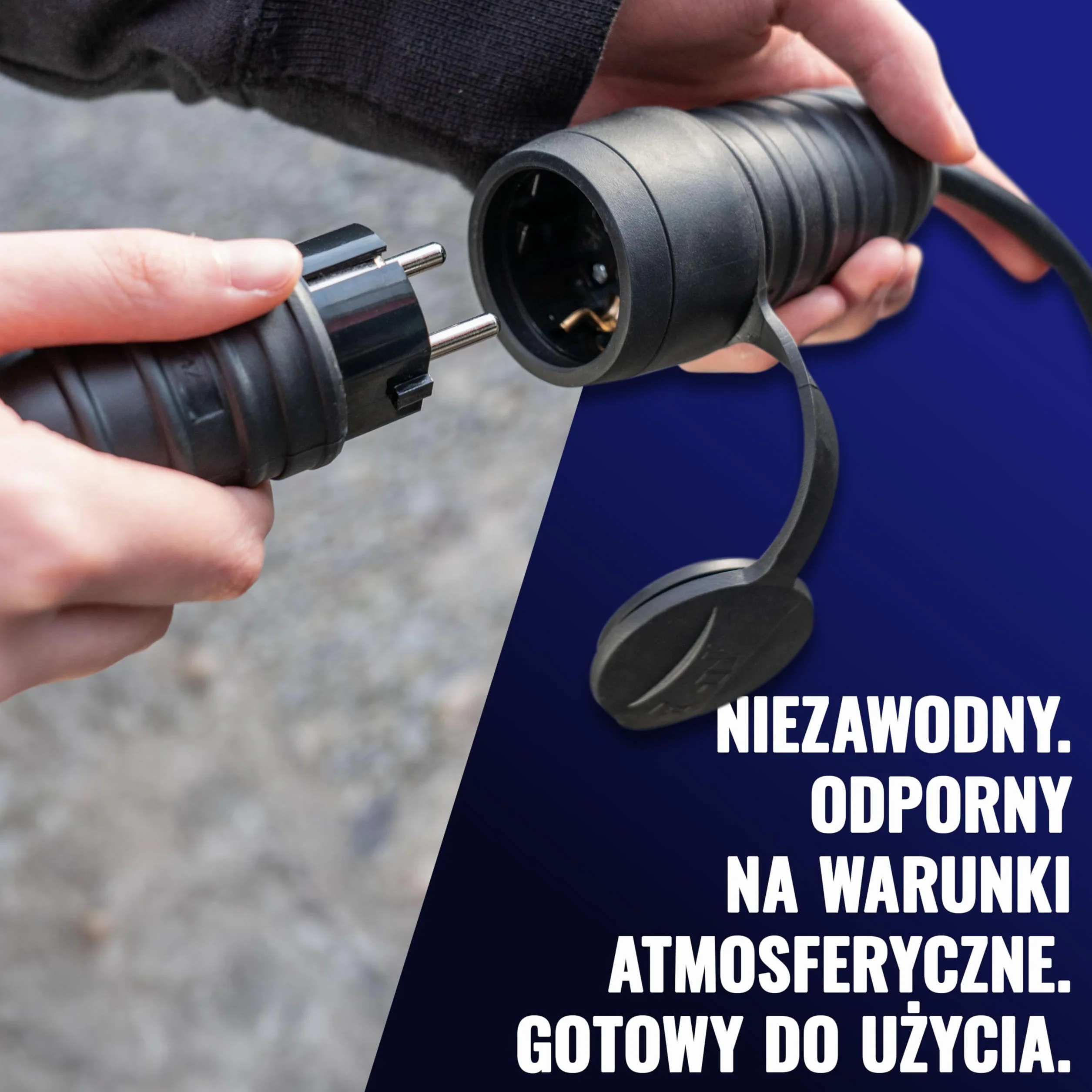Poppstar 3x gumowe gniazdko z klapką ochronną, (2-biegunowe, 230V, 16A, IP44), wodoodporne, do użytku zewnętrznego, czarne