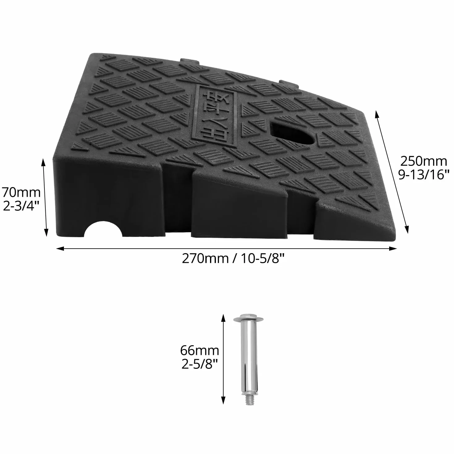 QWORK® 2 szt. plastikowe rampy krawężnikowe, rampy progowe, do wózków inwalidzkich, motocykla, 25 x 27 x 7 cm