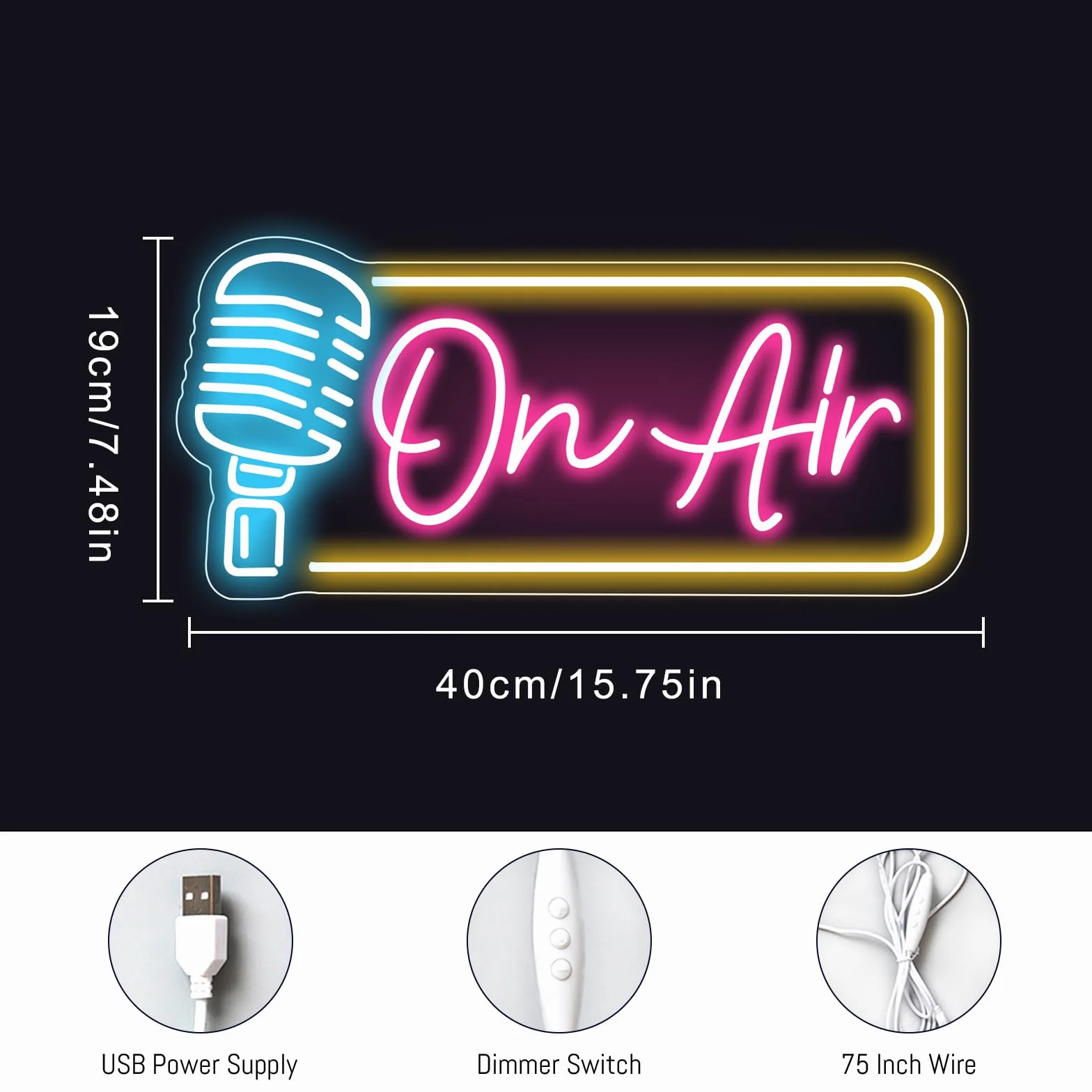 ON AIR neonowy znak na powietrzu LED lampki nocne zasilane przez USB, dekoracyjne znaki do pokoju, baru, pubu, sklepu, klubu, nagrywania, graczy, jaskini, domu, na imprezę, dekoracja ścienna