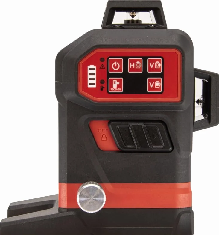 Futech Laser liniowy 3D 18 V MAX 360°, kompatybilny z akumulatorami Milwaukee, Makita, Bosch, Metabo, Hikoki, Dewalt i Festool, zdejmowany adapter akumulatora, poziome i 2 pionowe linie
