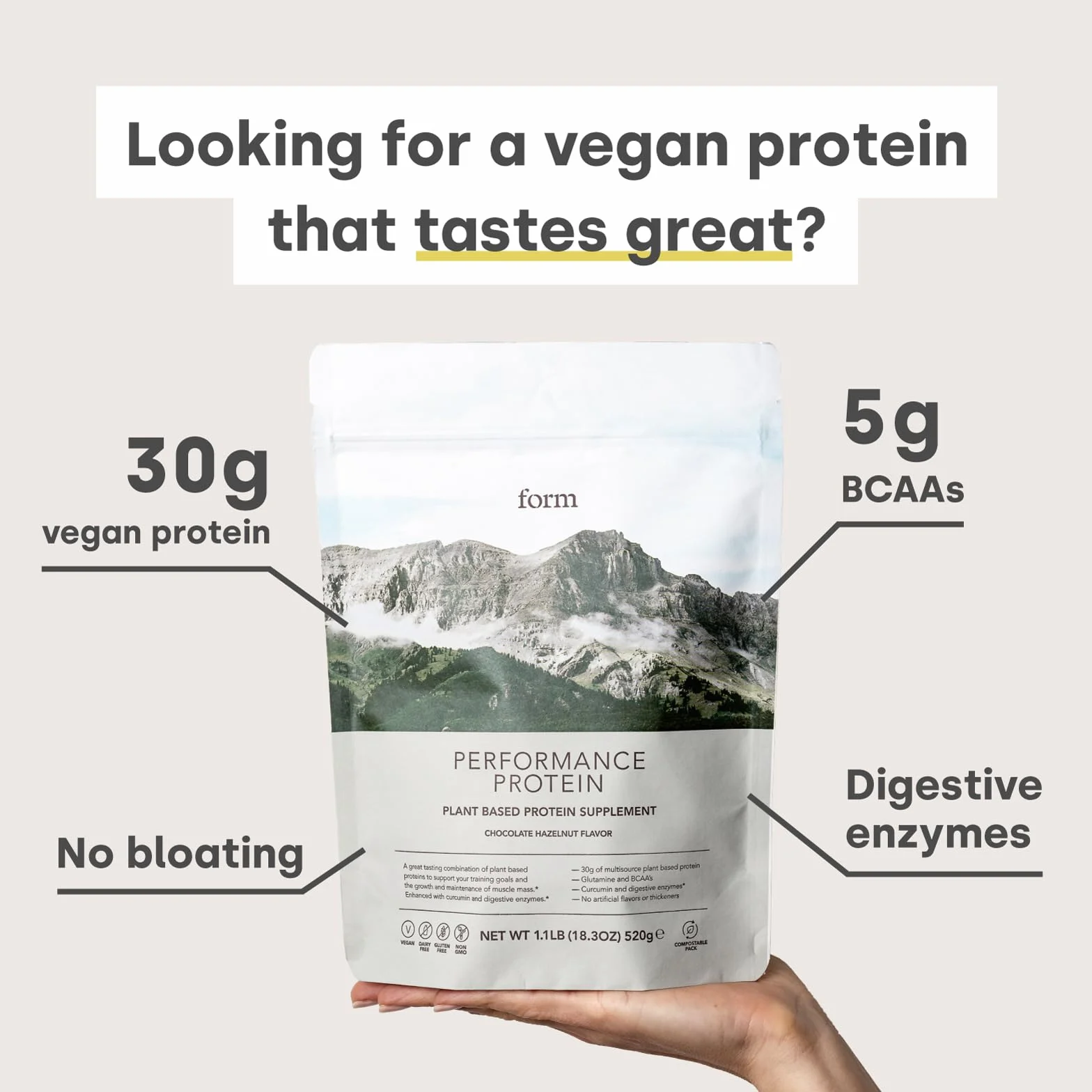 Form Performance Protein Wegańskie białko w proszku BCAA enzymy trawienne Wanilia