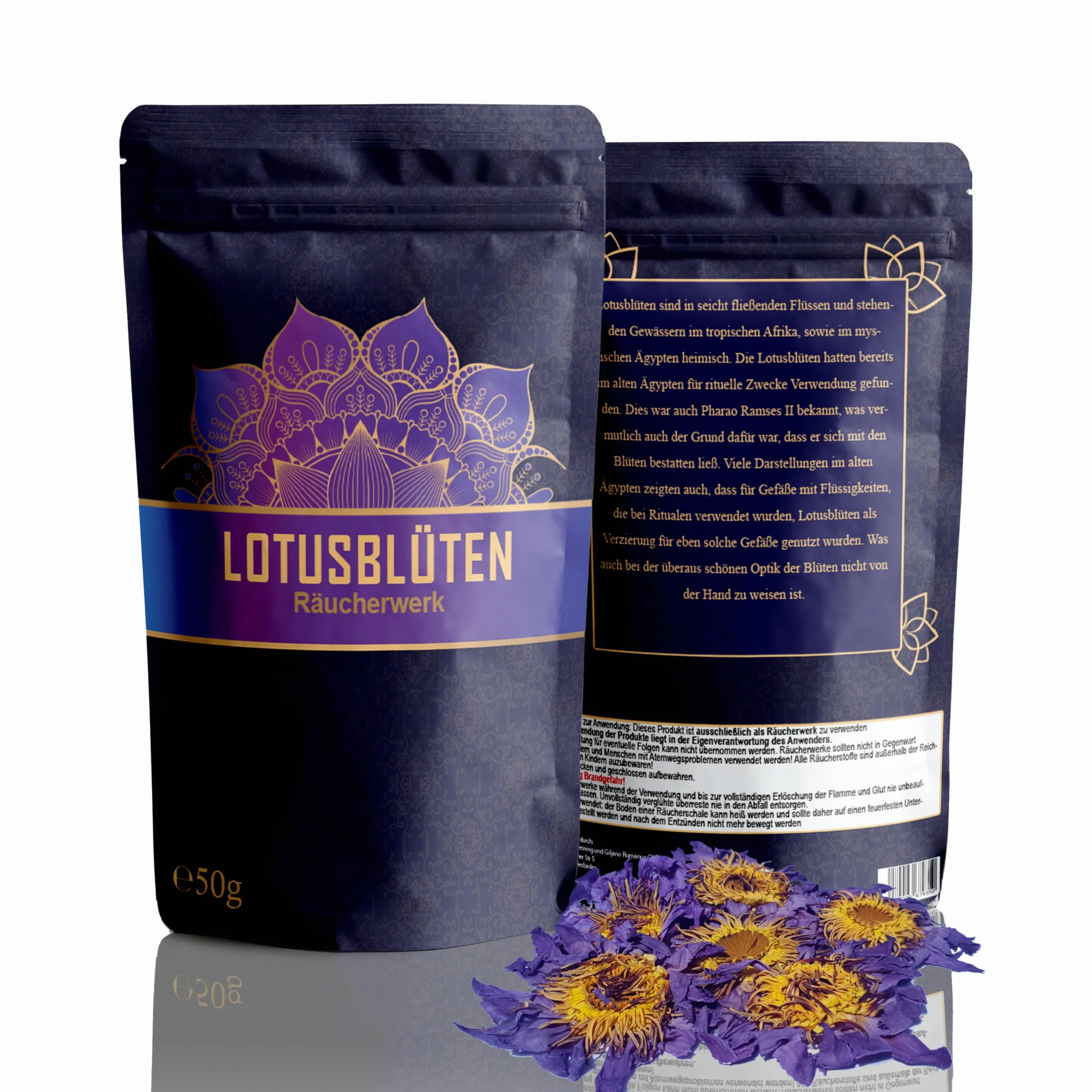 Kwiaty lotosu 50 g | całe kwiaty niebieskie | naturalne i niepoddane obróbce | najwyższa jakość