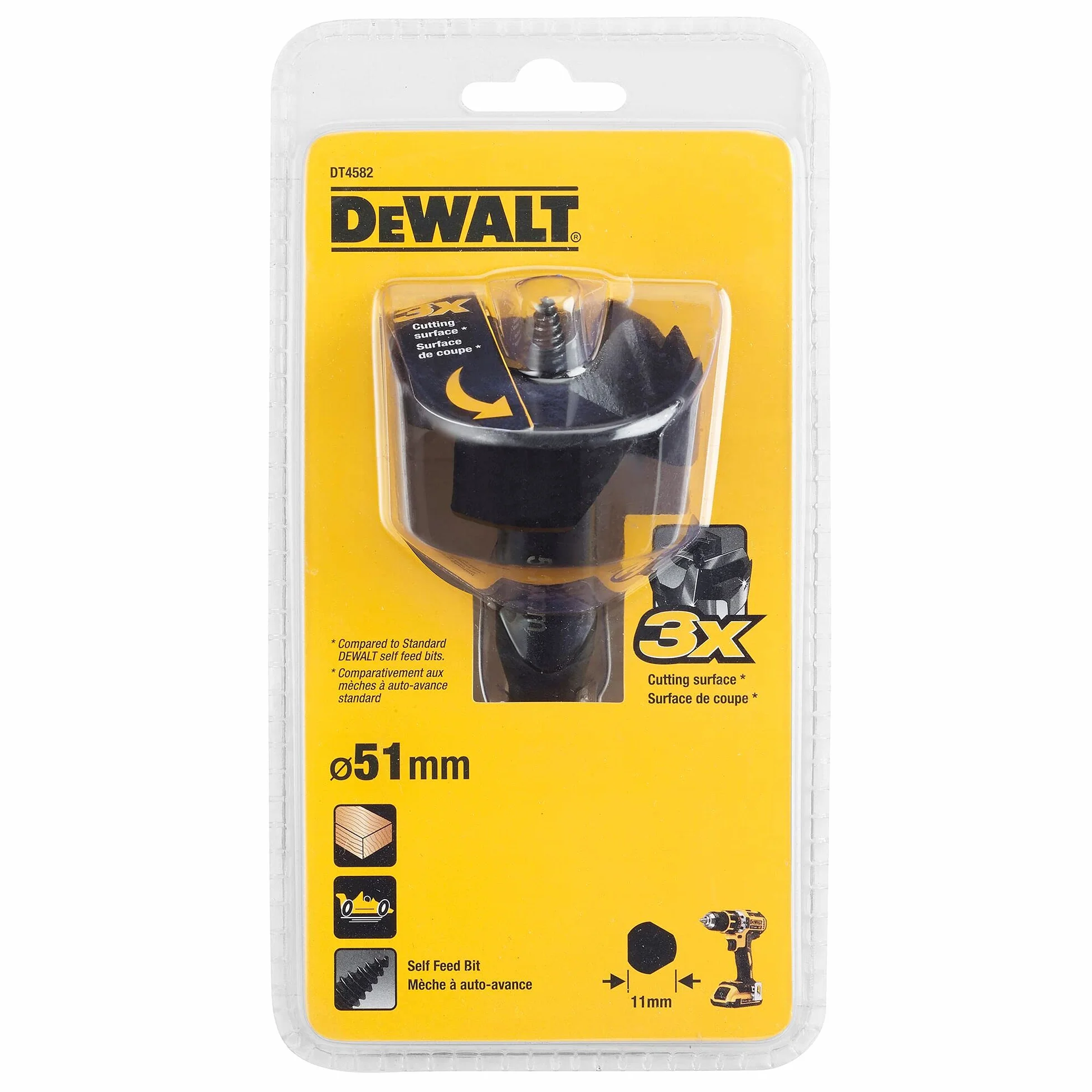 DEWALT Praktyczny Wiertło auto-perforante do drewno ø 51mm dla profesjonalistów i majsterkowiczów do pracy profesjonalnej 51mm