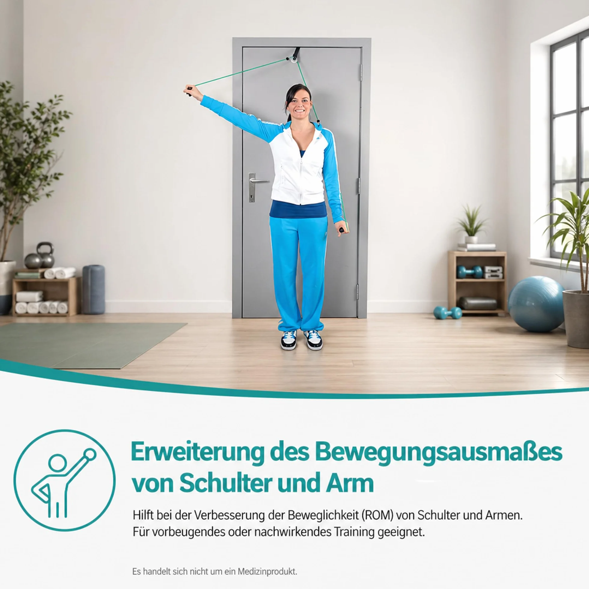 Pulley zestaw do treningu ramion linka linowa uchwyty mocowanie rehabilitacja