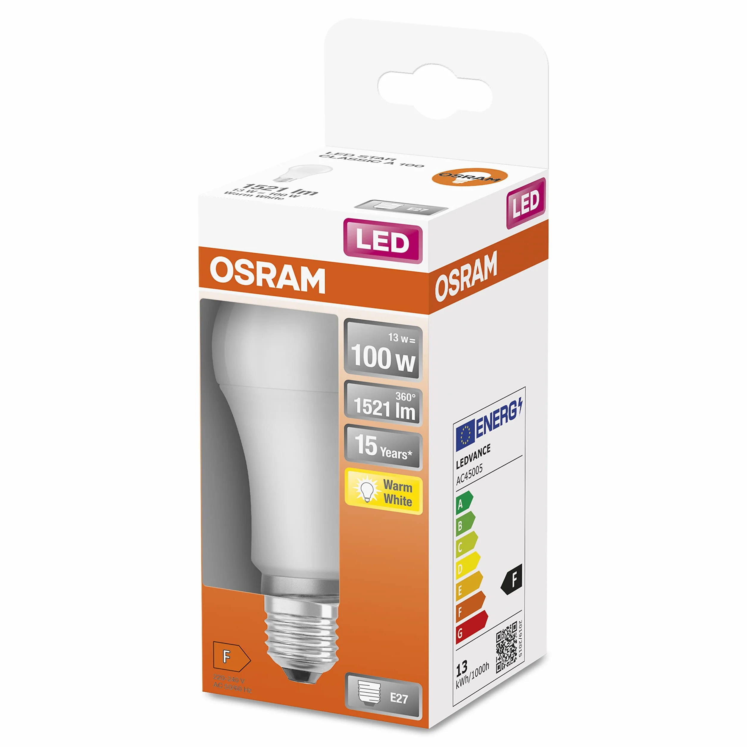 OSRAM Star LED Classic A100 Lampa LED do Gniazda E27, Kształt Gruszki, Matt Look, 1521 Lumenów, Ciepła Biała (2700K), Wymiana Konwencjonalnych Żarówek 100W, Nieprzyciemnionych, 1-Pakowa