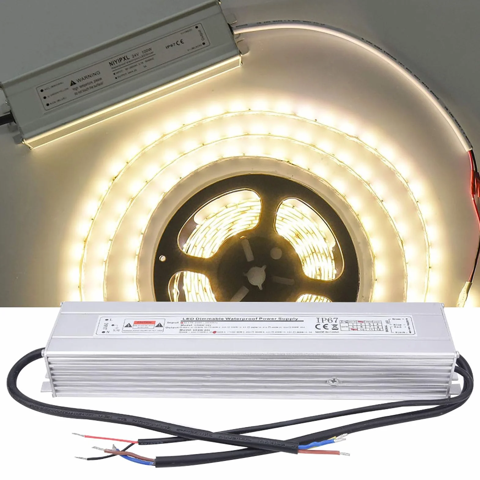 24 V 100W 4.17A Divemble Zasilacza LED, Obudowa ze Stopu Aluminium, Pełny Transformator Miedzi, Wydajny, do światła LED, Oświetlenie Biurowe, ściemnianie 0~10 V, ściemnianie